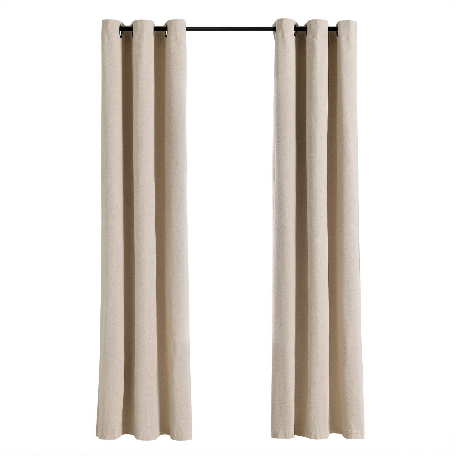Dark Linen Grommet Blackout Cotton Blend Curtain Panel