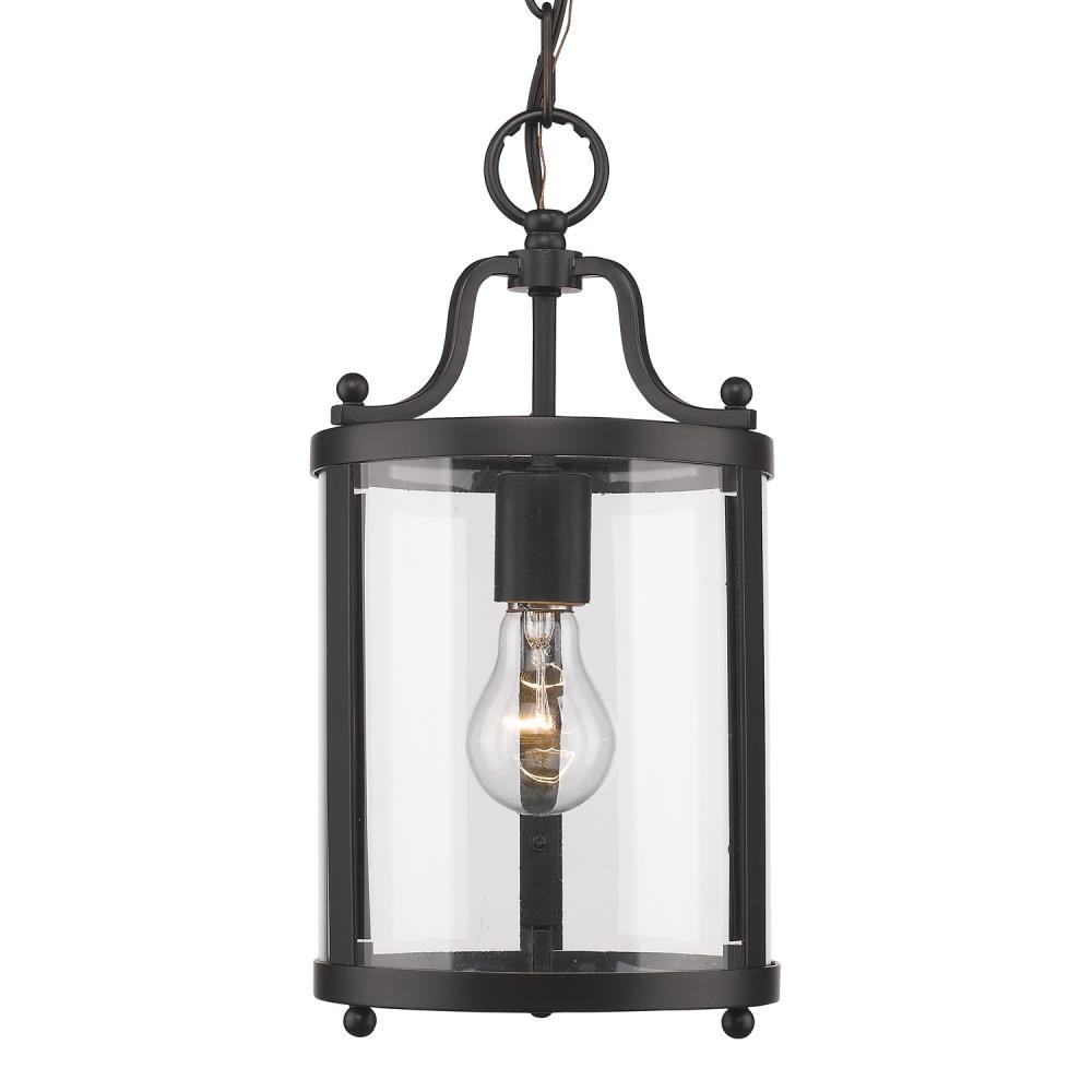 Golden Lighting Payton Black Transitional Clear Glass Lantern Mini ...