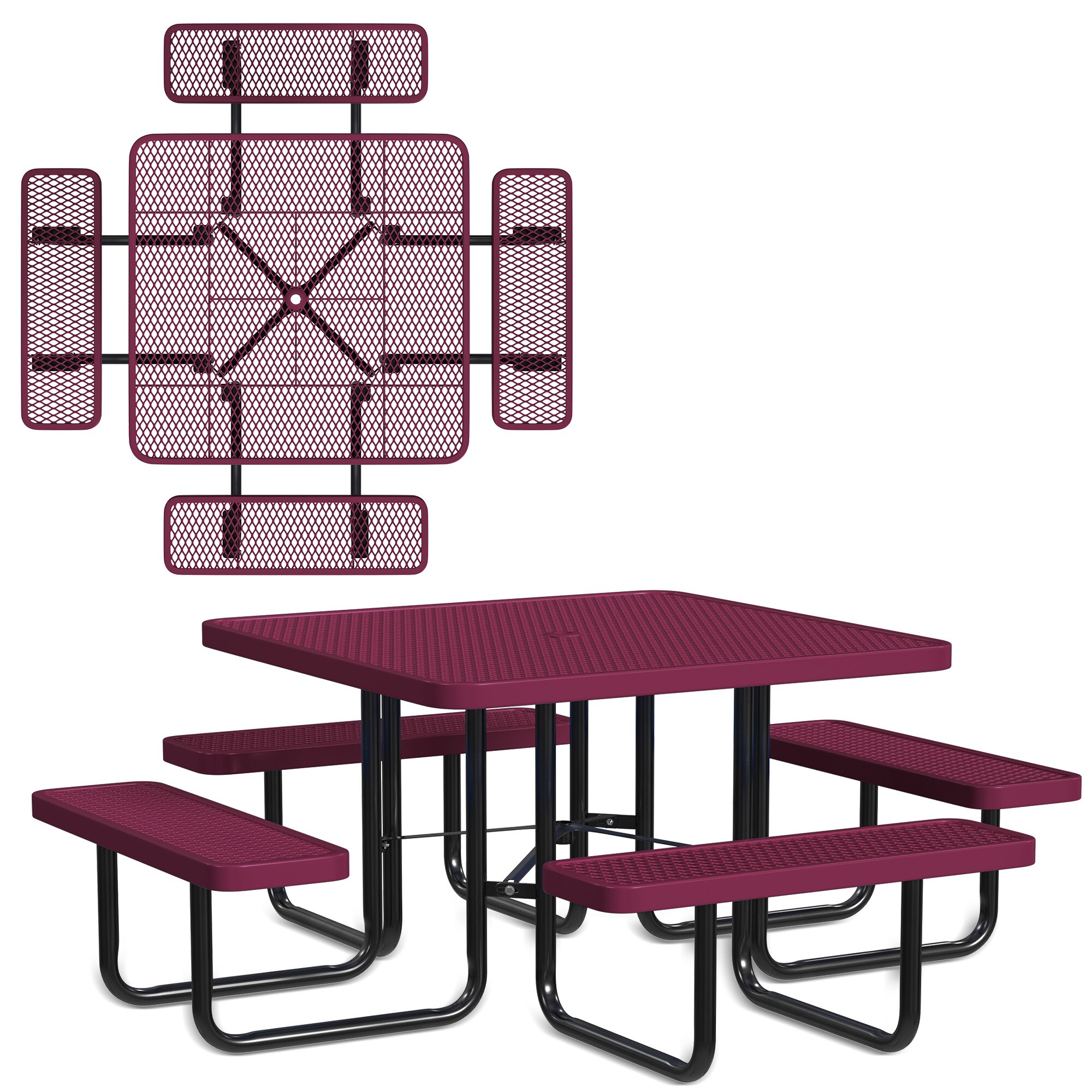 LeisureCraft T46SQP-BURGUNDY Picnic-Tables - Thumbnail View #2