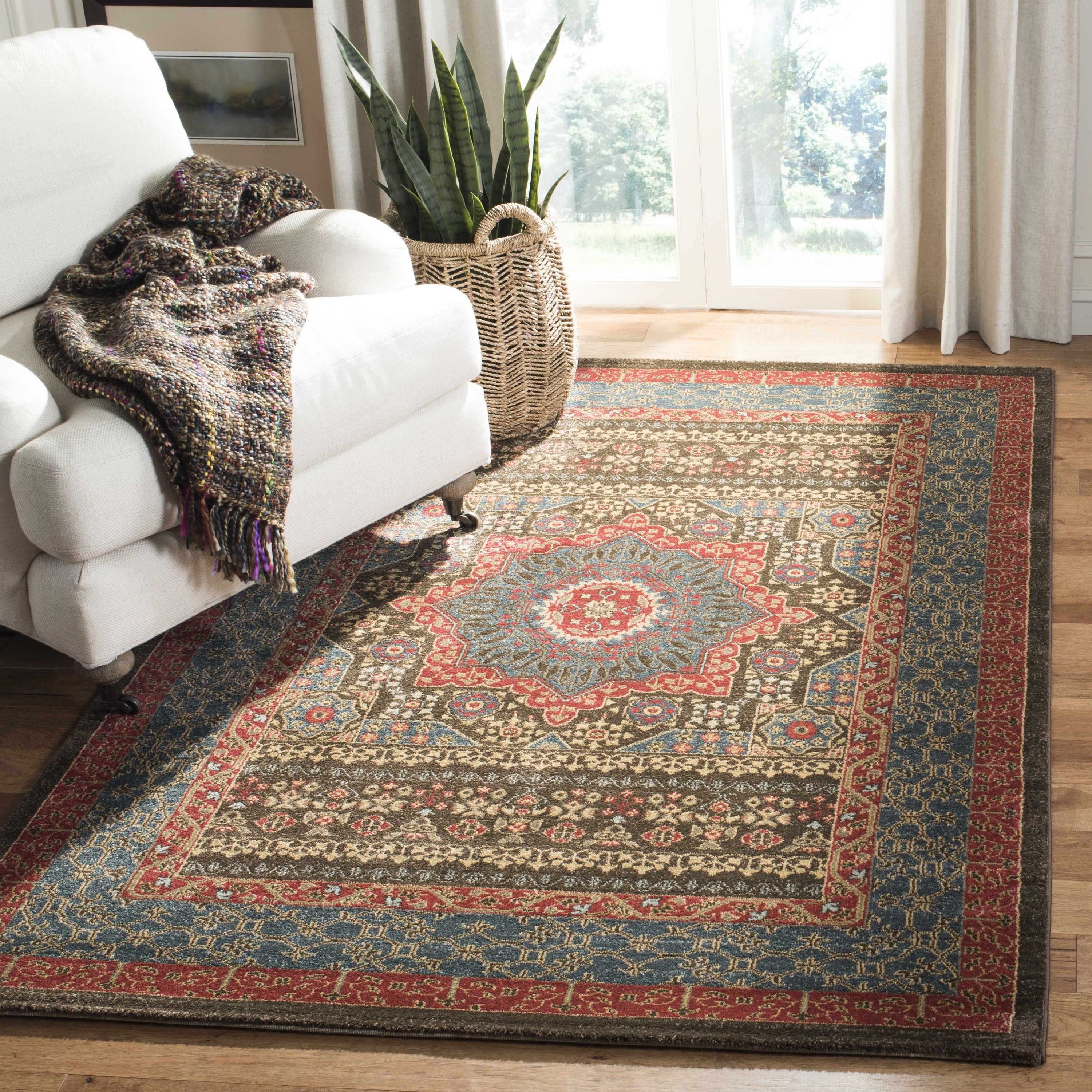 Regal Elegance 59'' Red Square Easy-Care Synthetic Area Rug