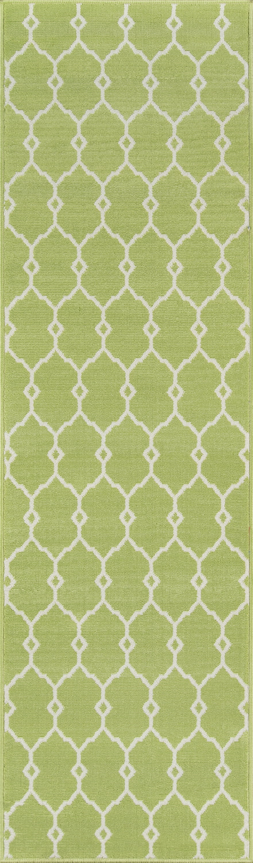 Momeni BAJA0BAJ-2GRN2376 Baja 2 x 7 (ft) Polypropylene Green Rectangular Indoor/Outdoor Trellis Runner rug