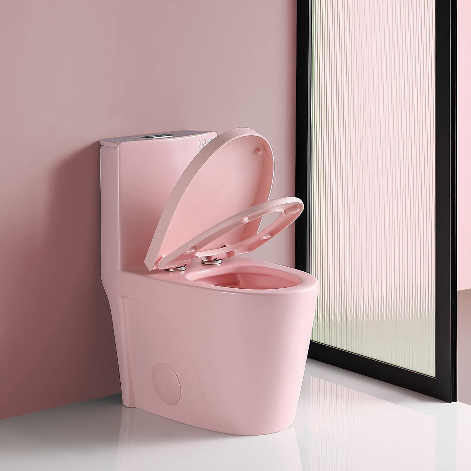 Forclover BHI-T35 Pink Dual Flush Elongated Standard height Soft Close 1-piece Toilet 12-in Rough-In 1.6 GPF