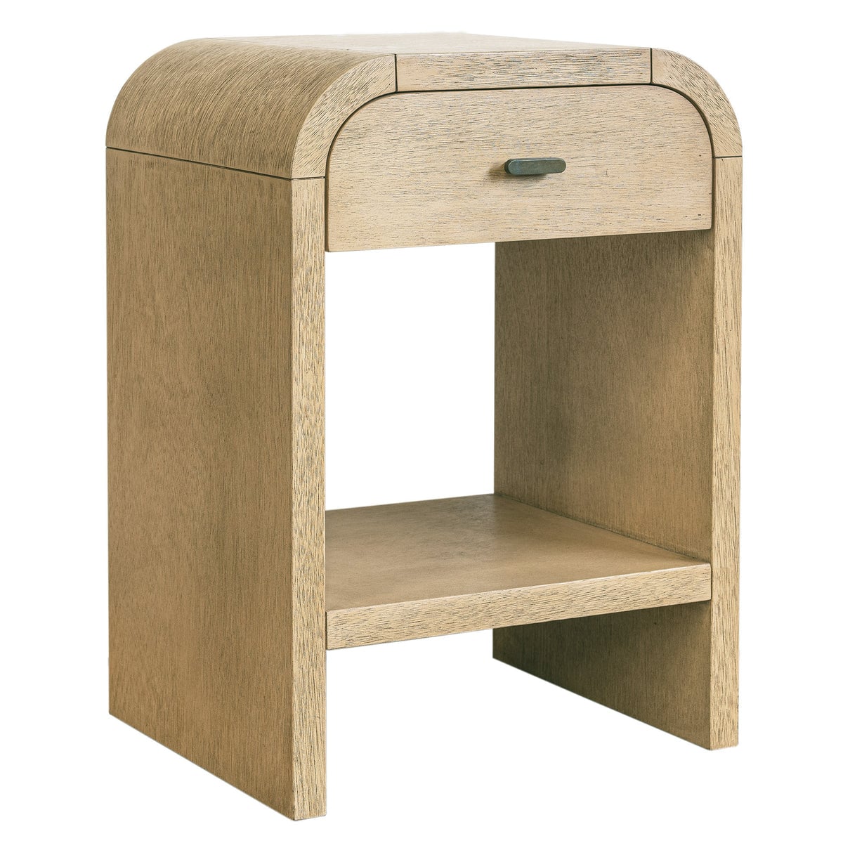 Jeffan NS-68487-WB Elena Curved Edge Nightsand With Drawer And Shelf Warm Brown