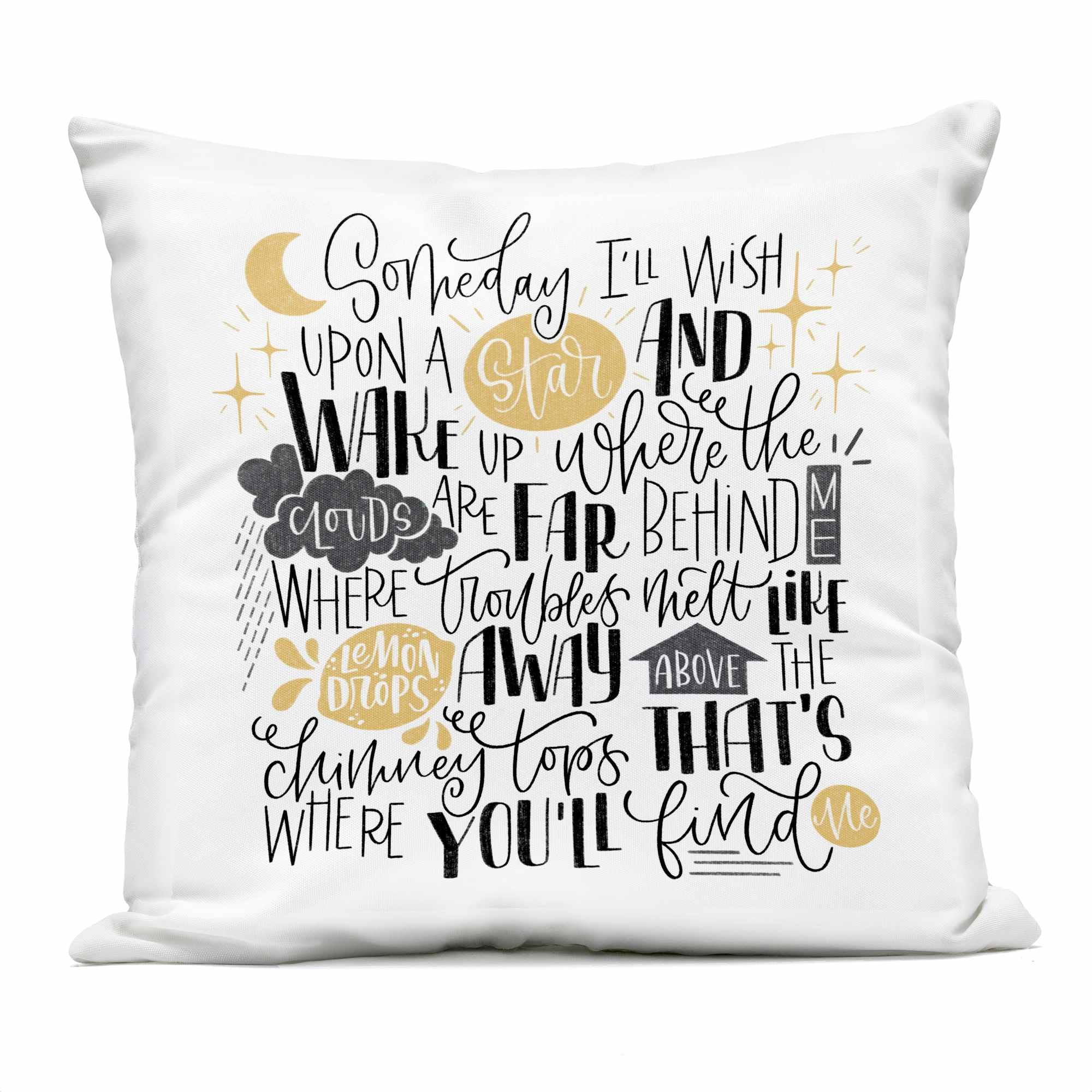 Stupell Industries PLP-073-OSQ-18X18 Over The Rainbow Poem Outdoor Printed Pillow design by Sarah Hickman