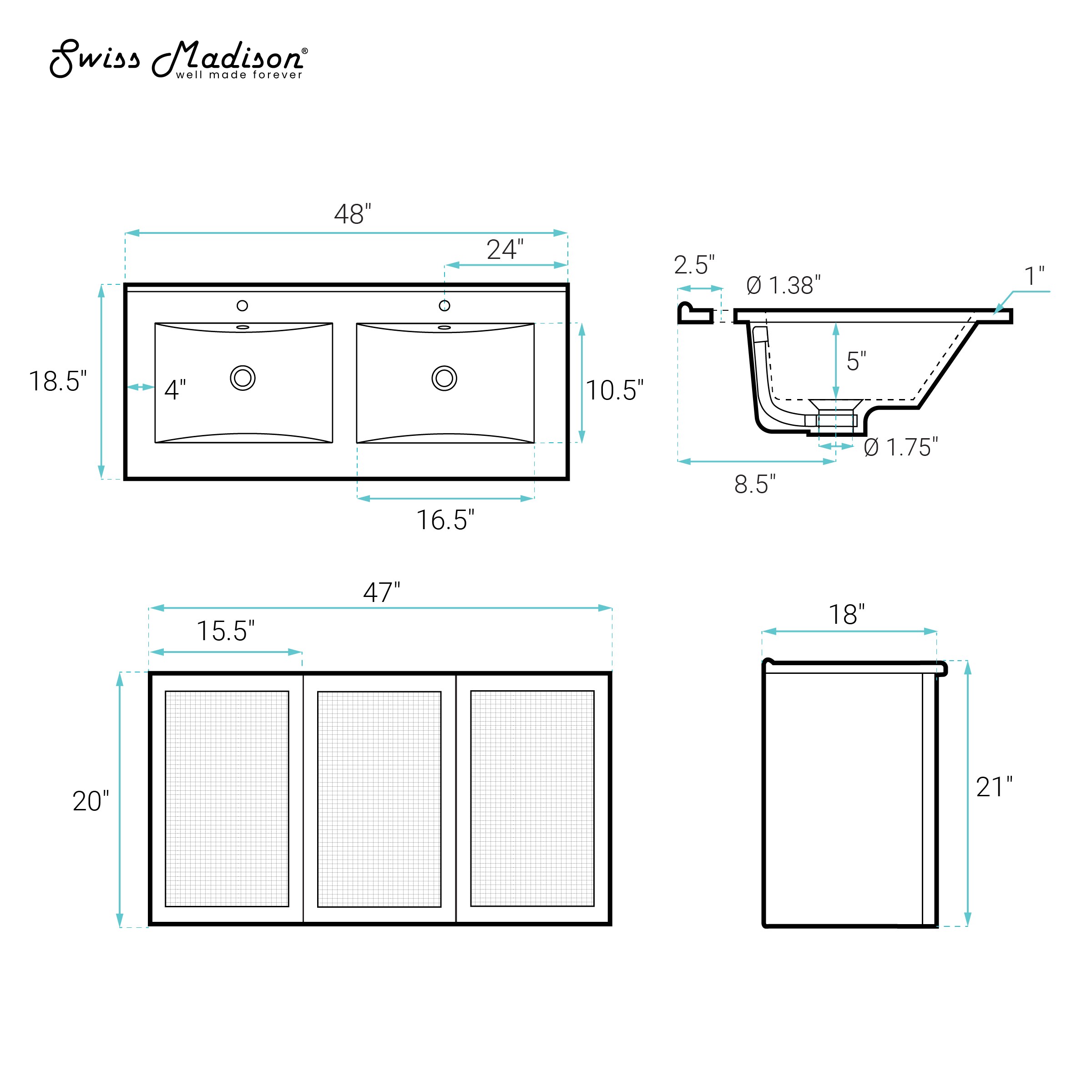 Swiss Madison SM-25-BVCHX21WO Bath-Vanity-Combo - View #2