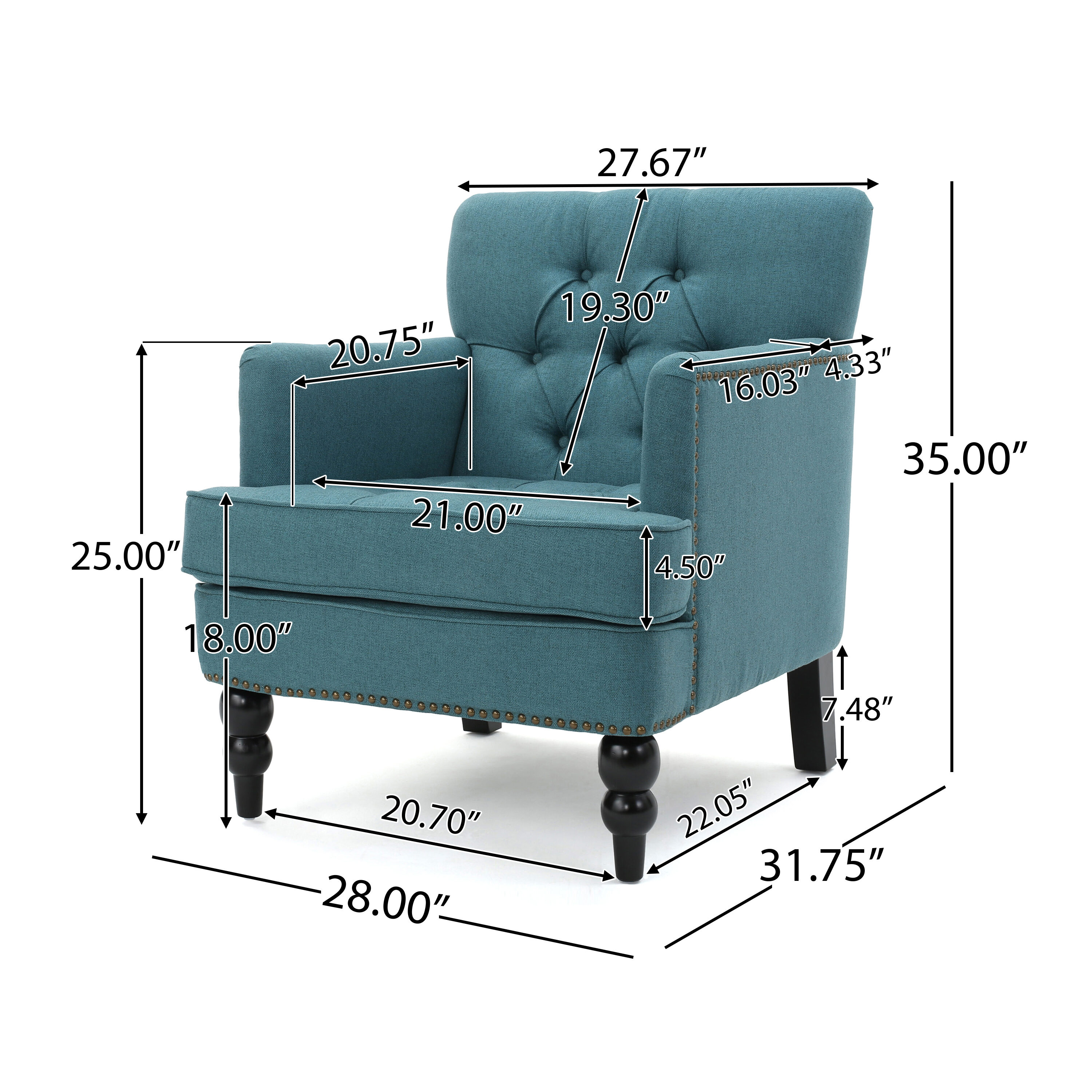 Handcrafted Medford Teal Linen Floral Accent Chair