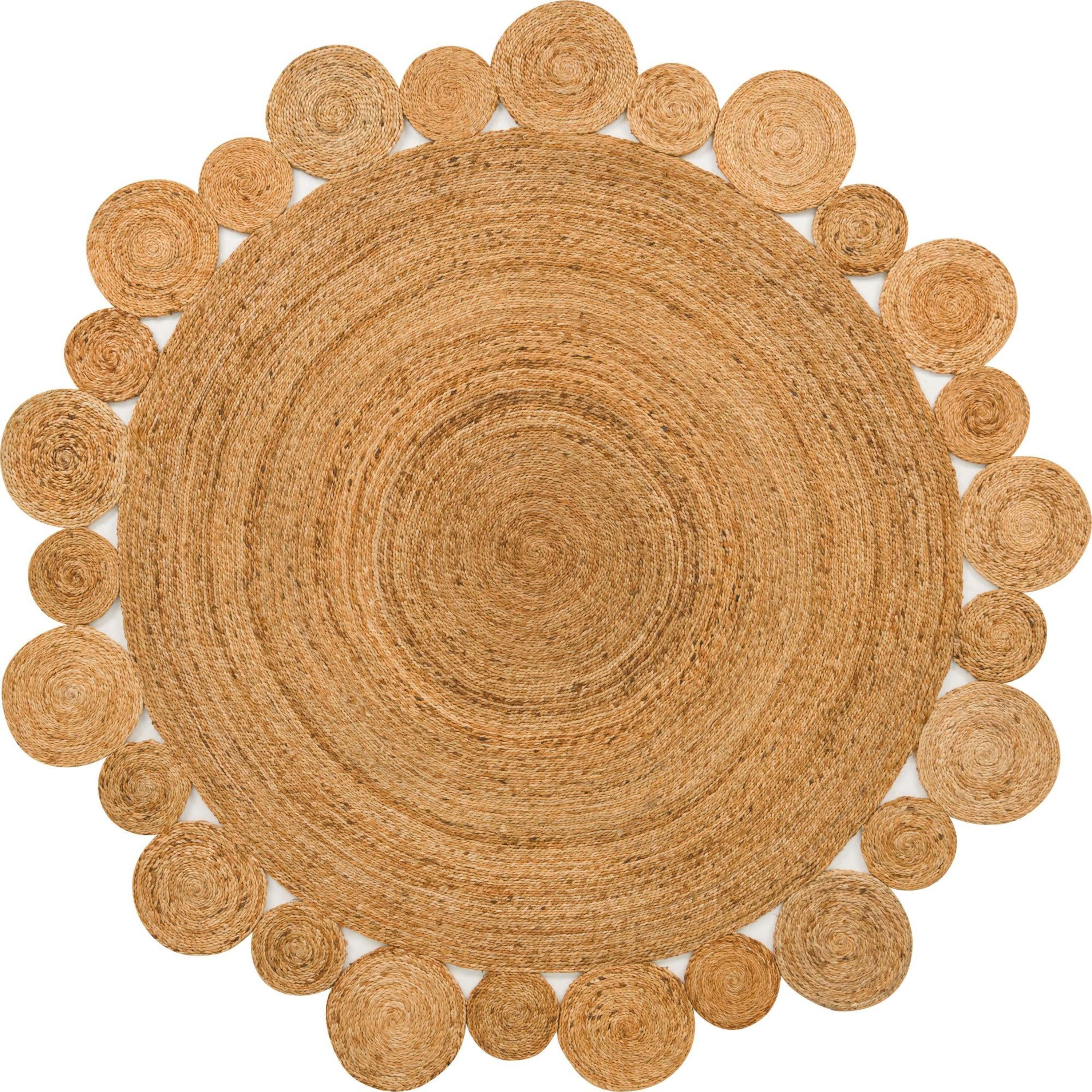 Unique Loom Braided Jute 8 X 8 (ft) Braided Jute Natural Round Indoor ...