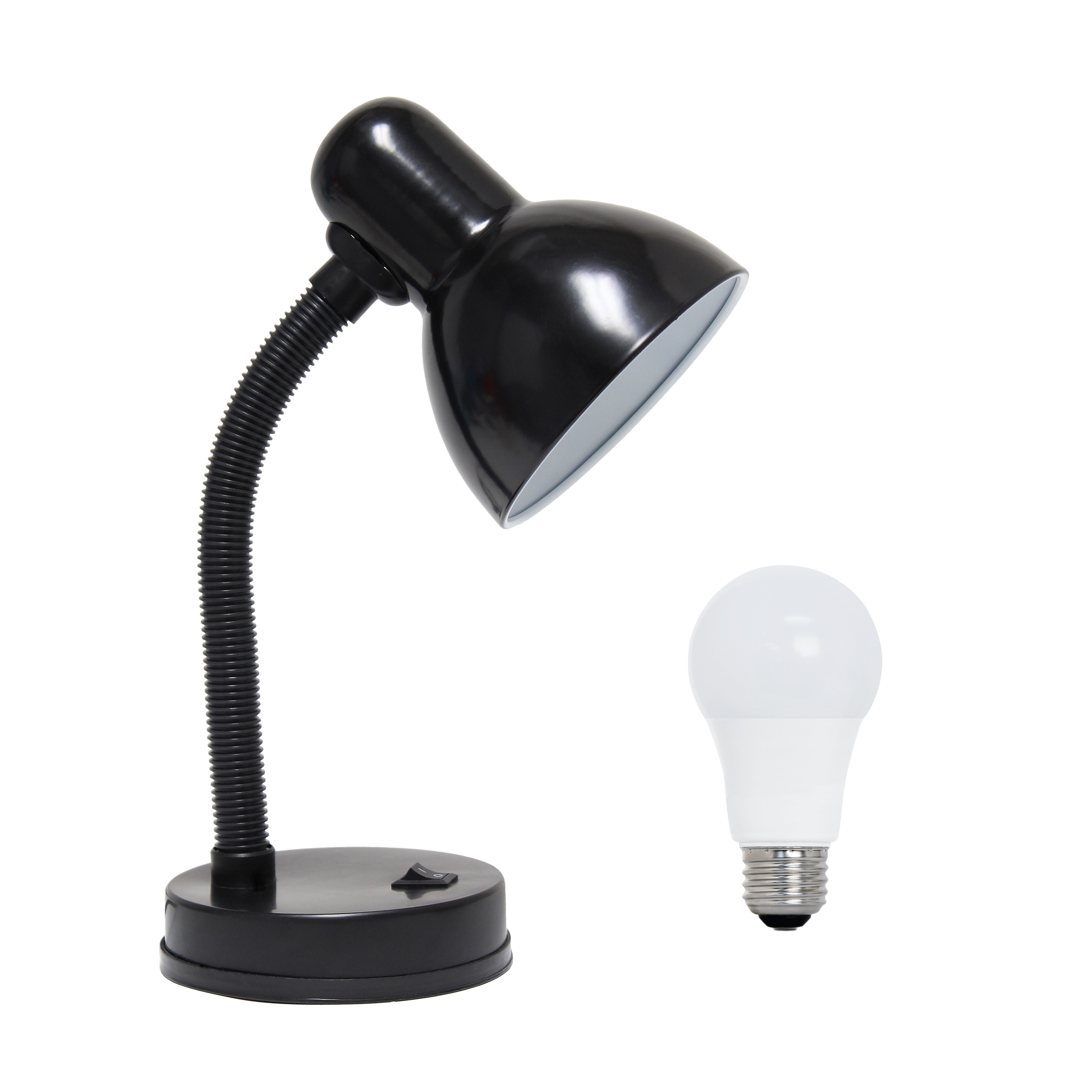 Simple Designs LD1003-BLK-LB 14.25-in Black Standard Desk Lamp with Metal Shade