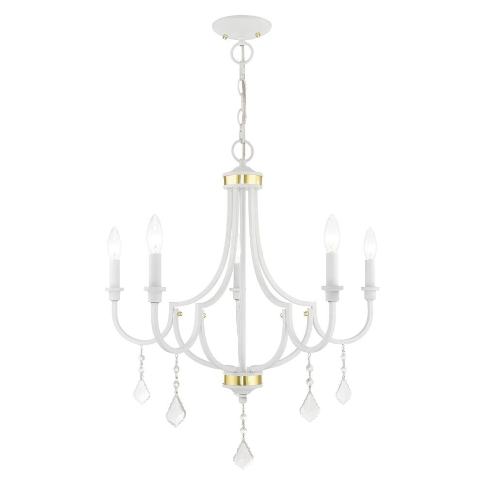 White Mini Crystal 5-Light Candelabra Chandelier