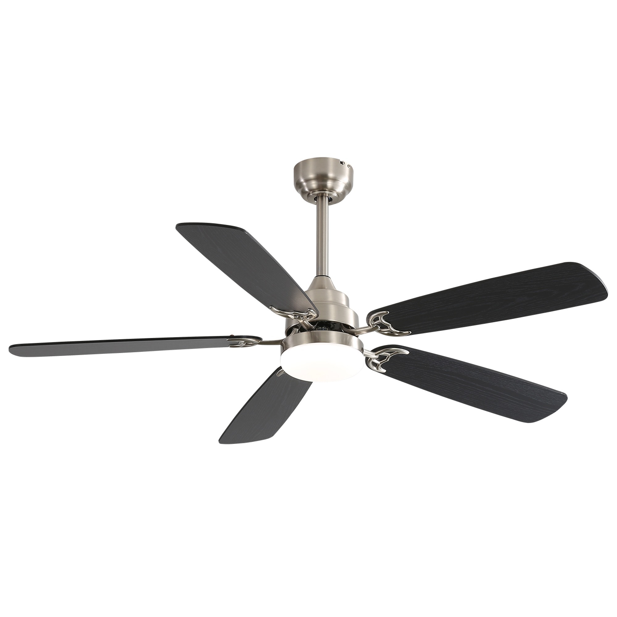 HyperDrop Cart 52-in Matte Black Plywood Modern Ceiling Fan with LED Light and 6-Speed Reversible DC Motor for Bedroom