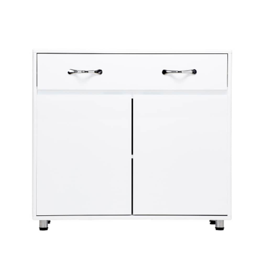 CASAINC CYH-W28203337 Two door side table-white 20.63-in W x 8.19-in H White Wood Modern End Table Assembly Required