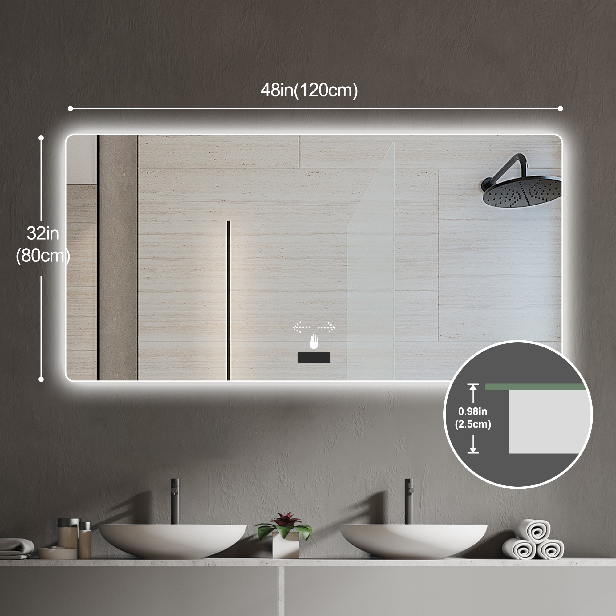 WELLFOR GIZQCS88P93 Framed-Bath-Mirrors - View #2