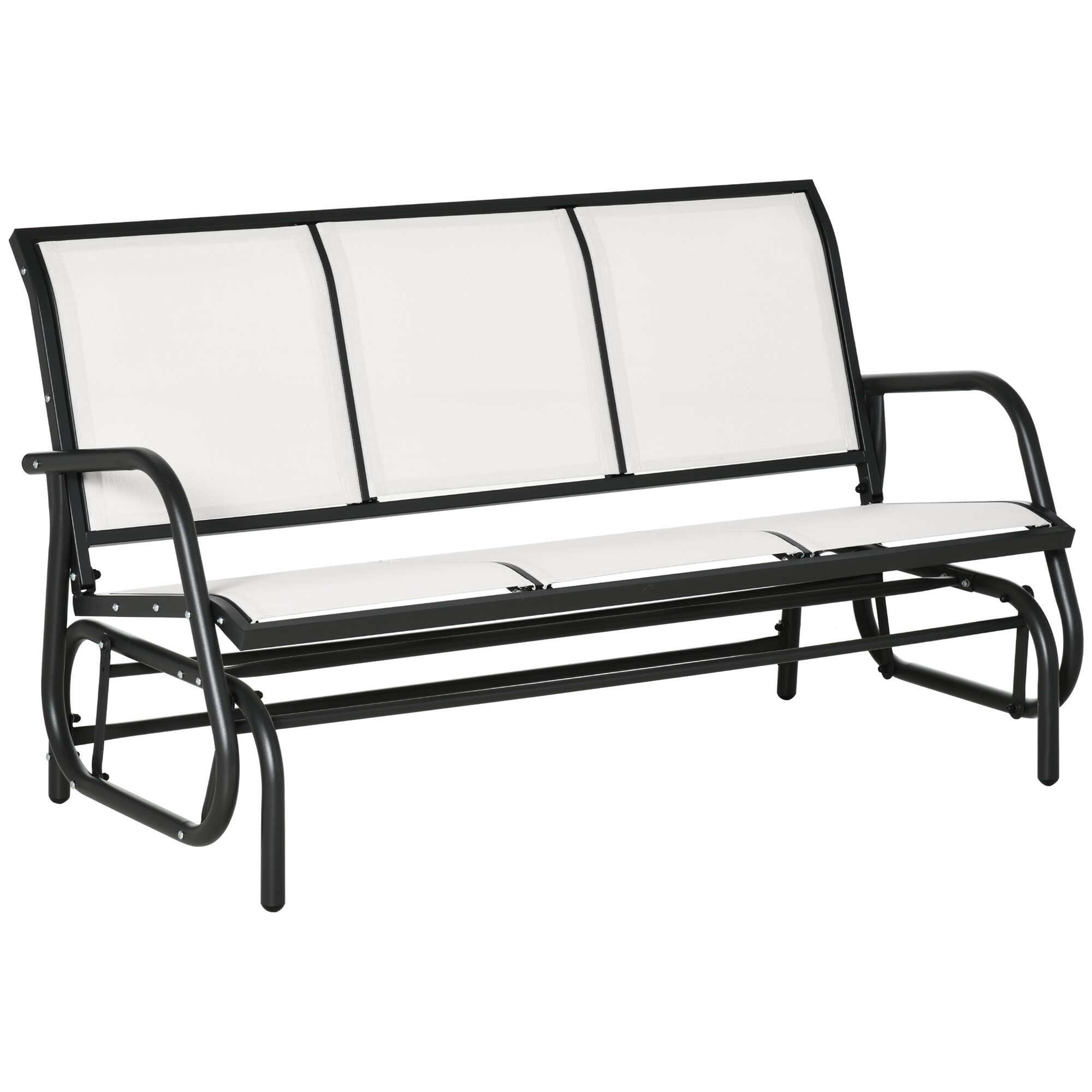 Miki Shinly AB-4334-262JJ Outdoor Patio Benches 57.9-in W x 33.5-in H White Steel Glider Bench