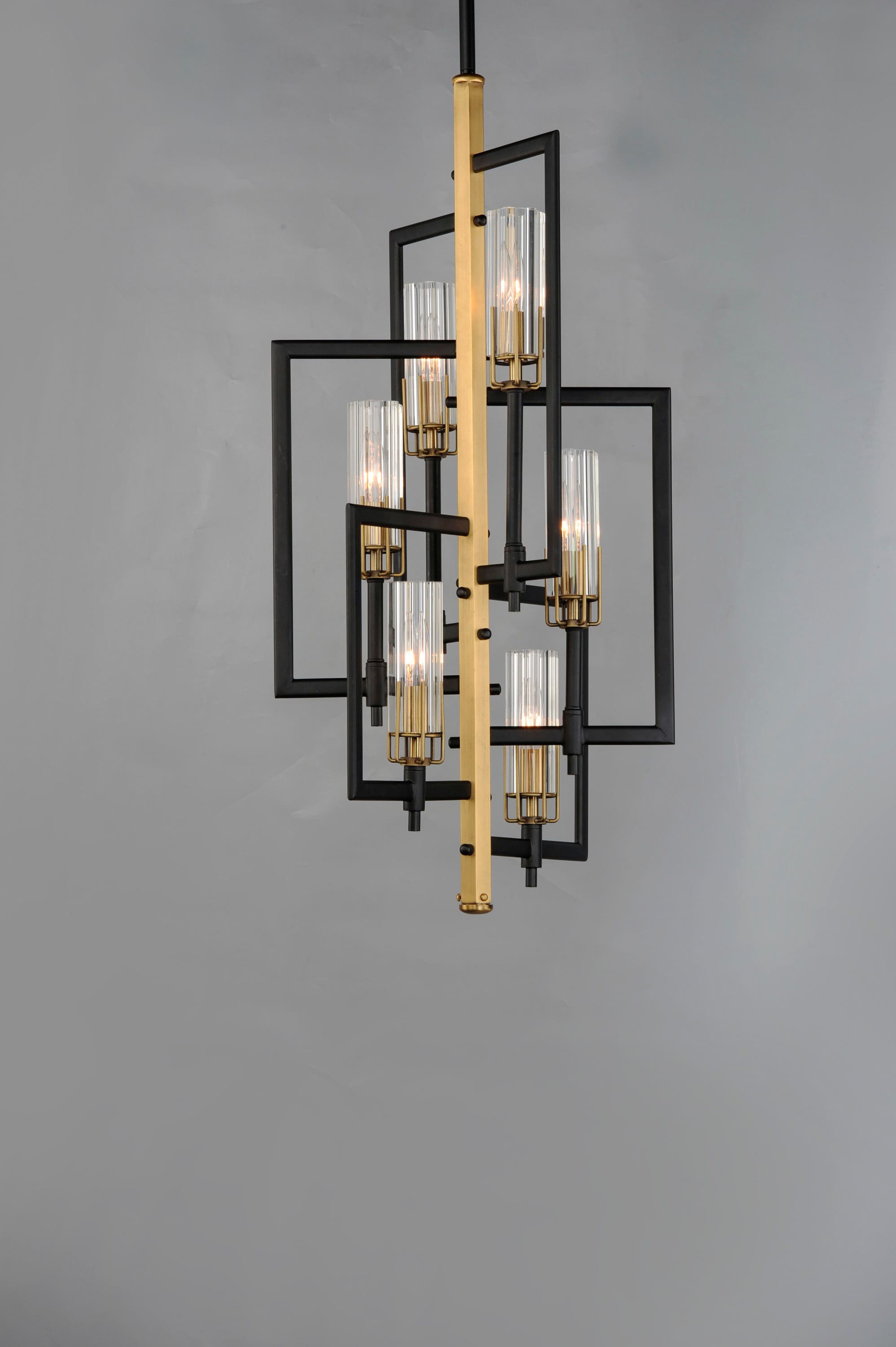 Flambeau 6-Light Pendant with Clear Glass Shades and Black Antique Brass Finish