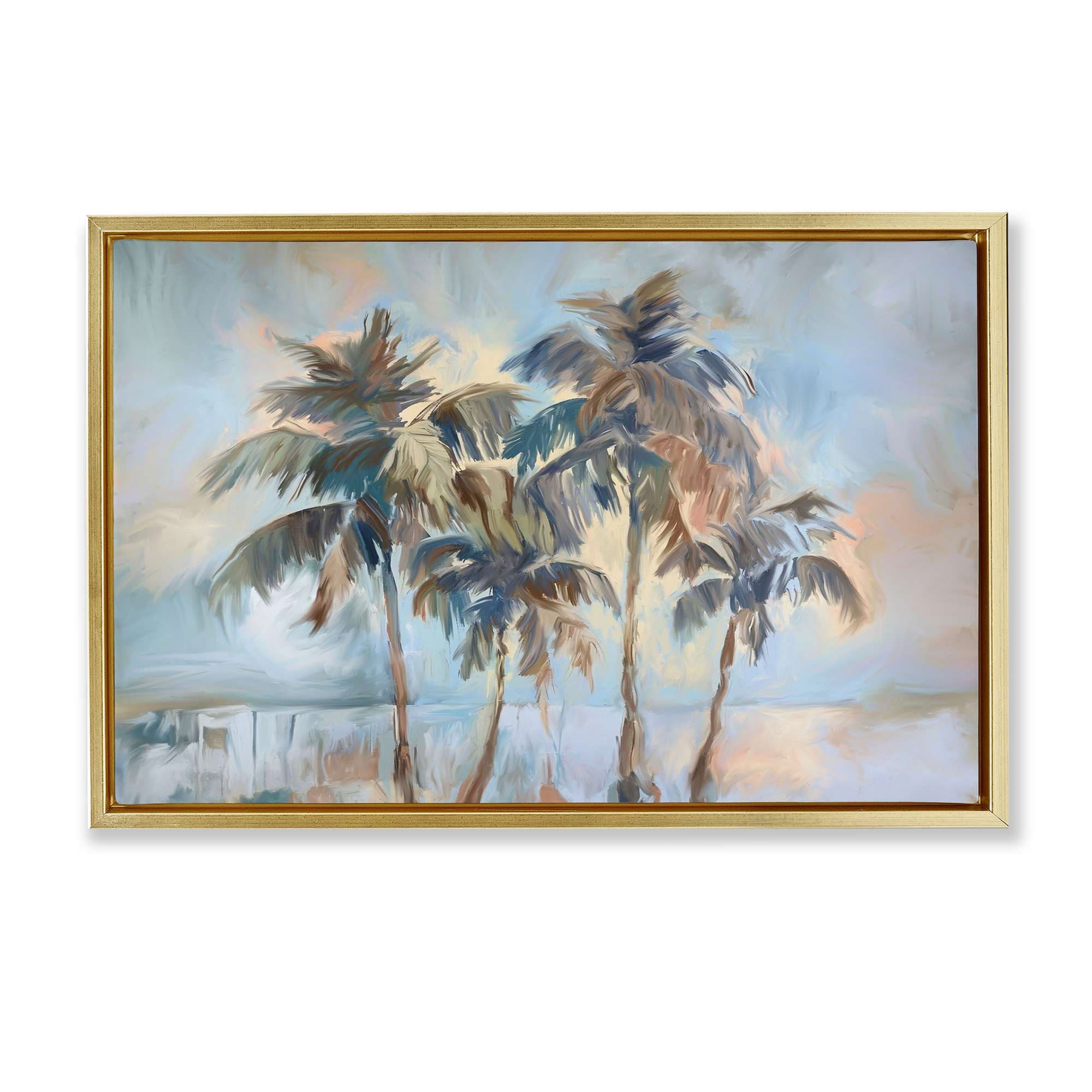 Stupell Industries BS-969-FFG-16X24 Cool Palm Trees Sunrise Gold Framed Floater Canvas Wall Art By Ramona Murdock 25 x 17