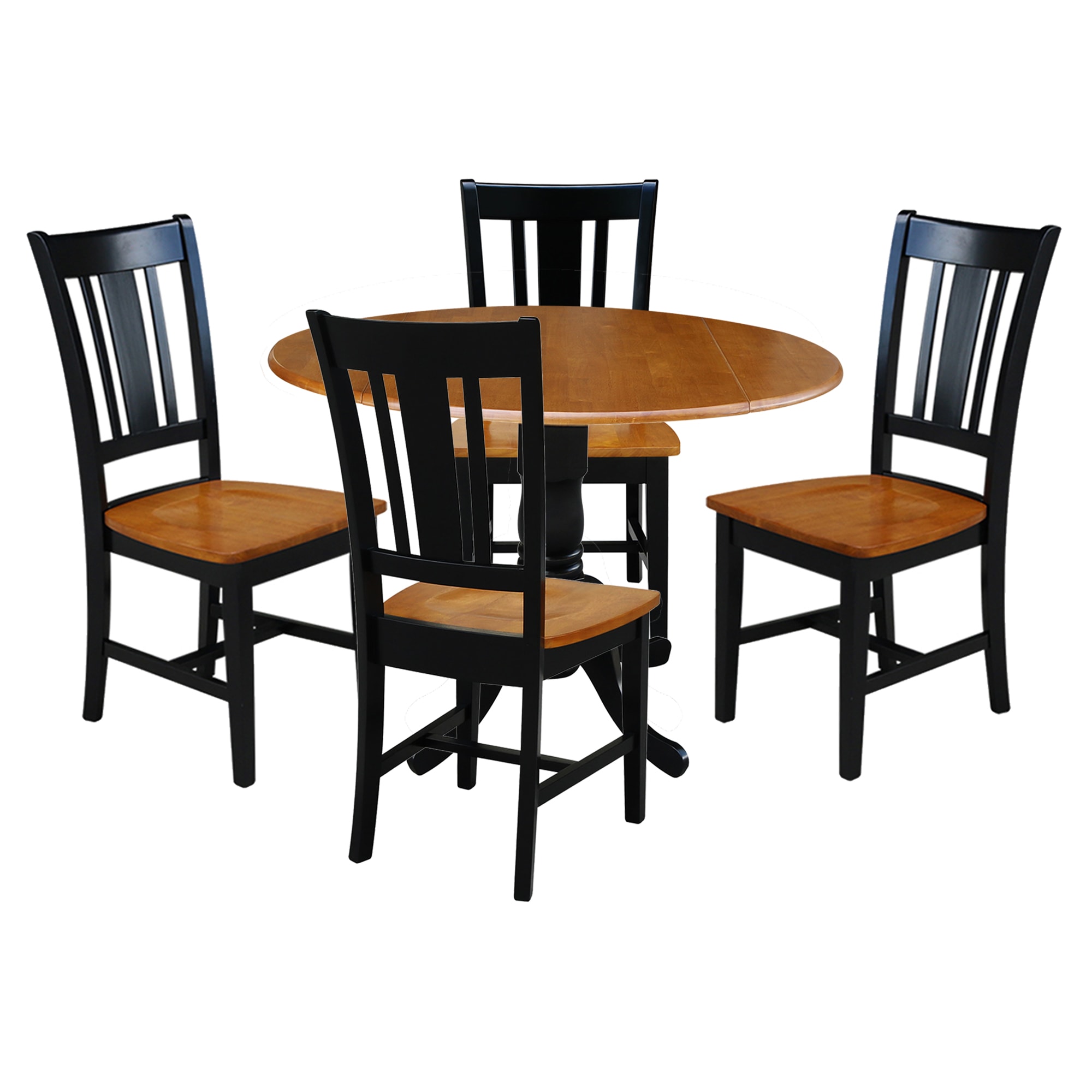 International Concepts K57-42DP-C10-4 Black/cherry Traditional Dining Room Set with Round Table ( Seats 4 )