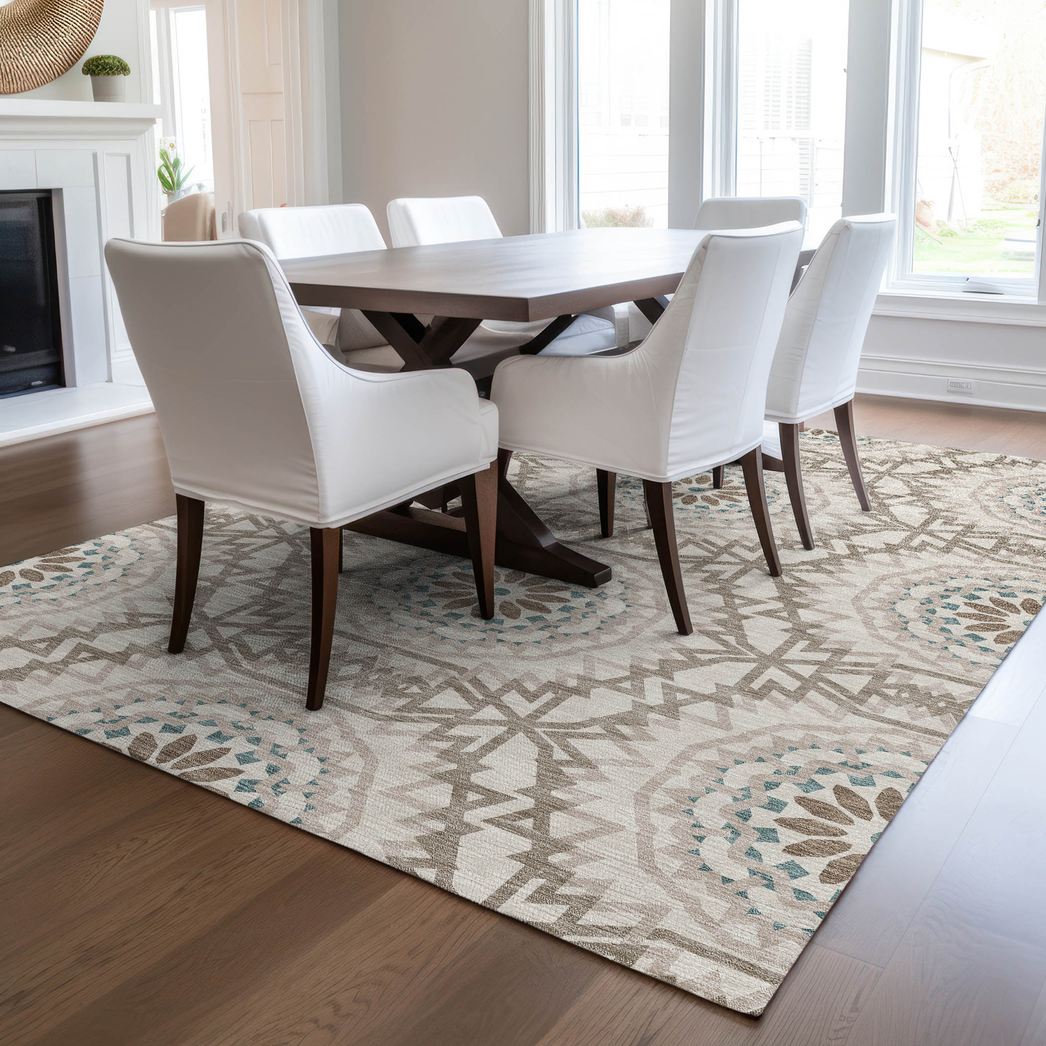 Addison Rugs ACN619BG8X10 Chantille ACN619BG 8 x 10 (ft) Polyester Beige Rectangular Indoor/Outdoor Abstract Machine washable Area rug
