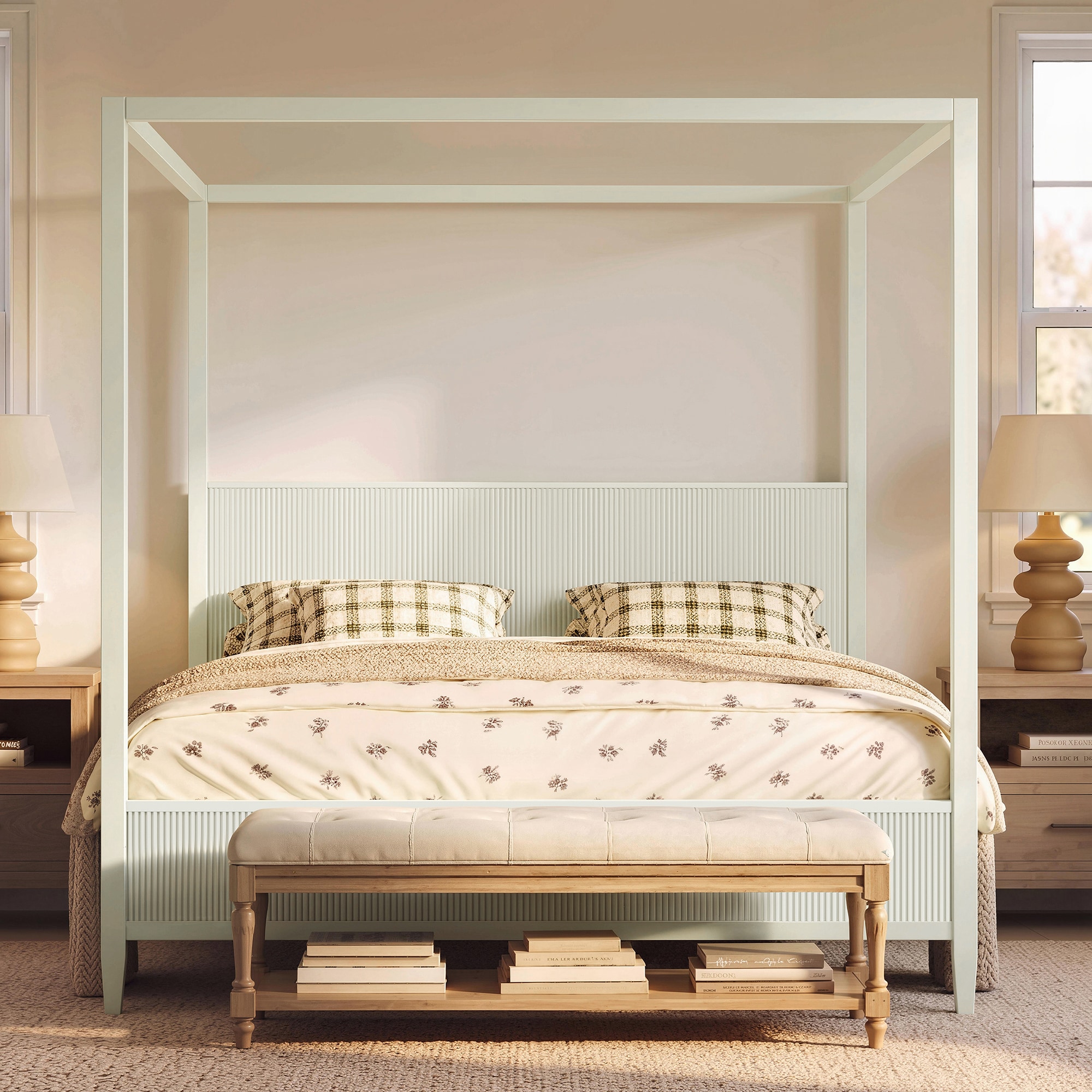 Christopher Knight Home King Size Wooden Canopy Platform Bed with ...