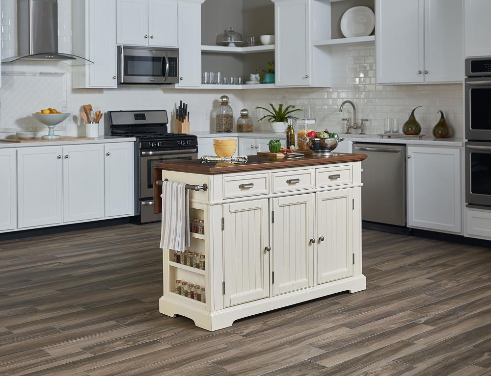 Osp Home Furnishings White Wood Base With Granite Top Kitchen Island 57 5 In X 23 In X 36 25 In In The Kitchen Islands Carts Department At Lowes Com