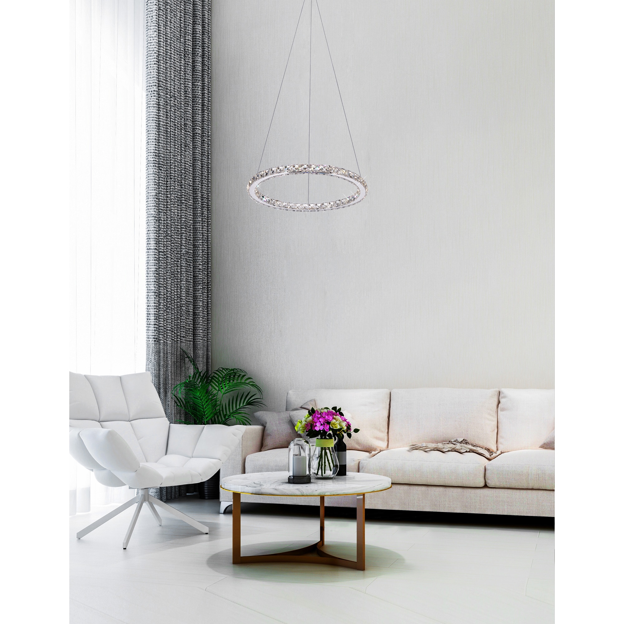 Elysian 24" Chrome and Crystal LED Halo Chandelier