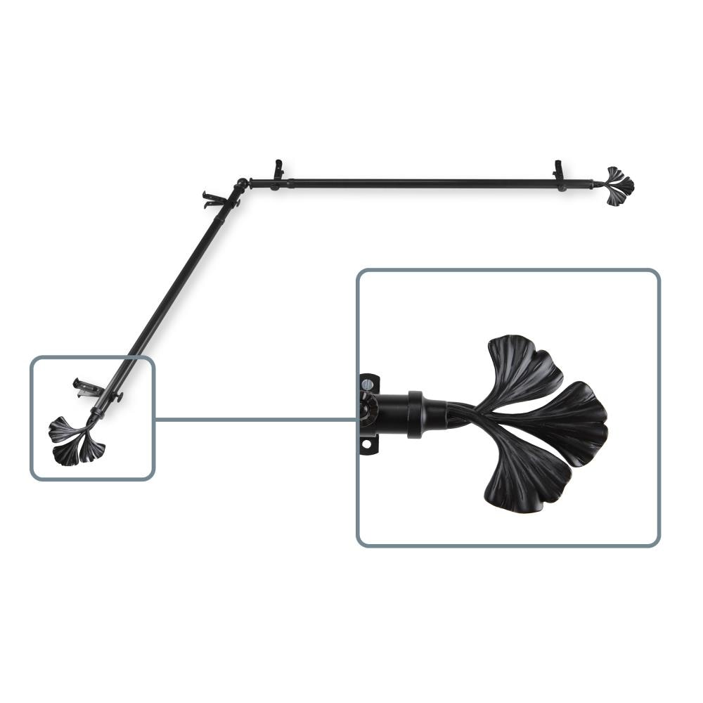 Hart & Harlow L4872-282CR Cory 13/16-in 28-in to 48-in Black Steel Corner curtain rod with Finials