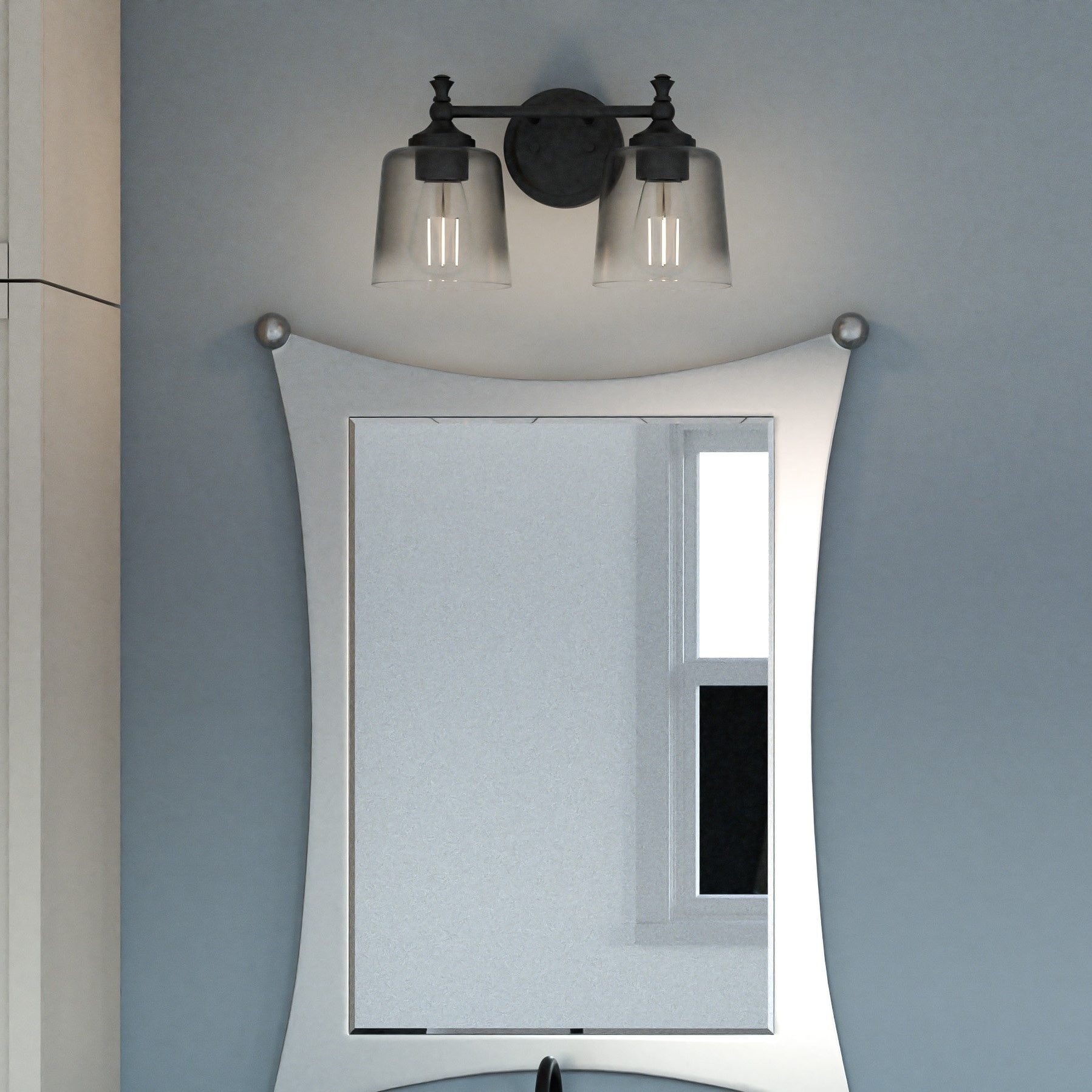 Quoizel JEN8614MBK Jenson 13.75-in 2 -Light Matte Black Transitional Vanity light