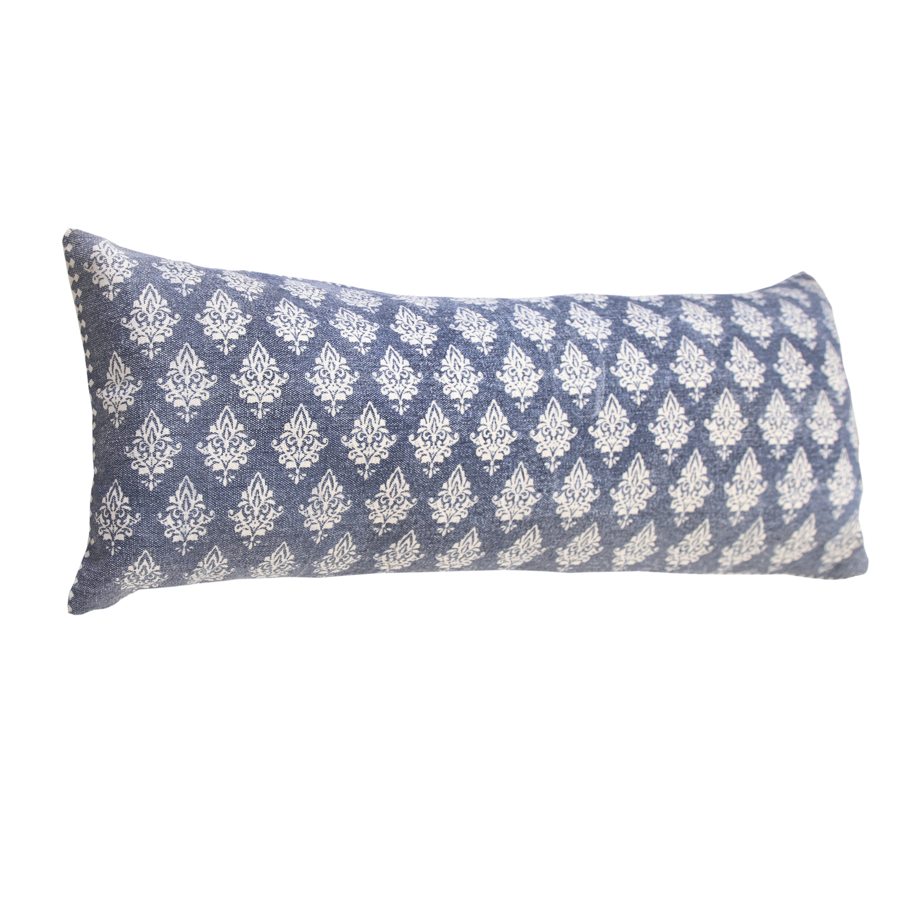 LR Home 0695A2084934J8 Fantasy 14-in x 36-in Vintage Indigo Blue/White Rectangular Indoor Decorative Pillow