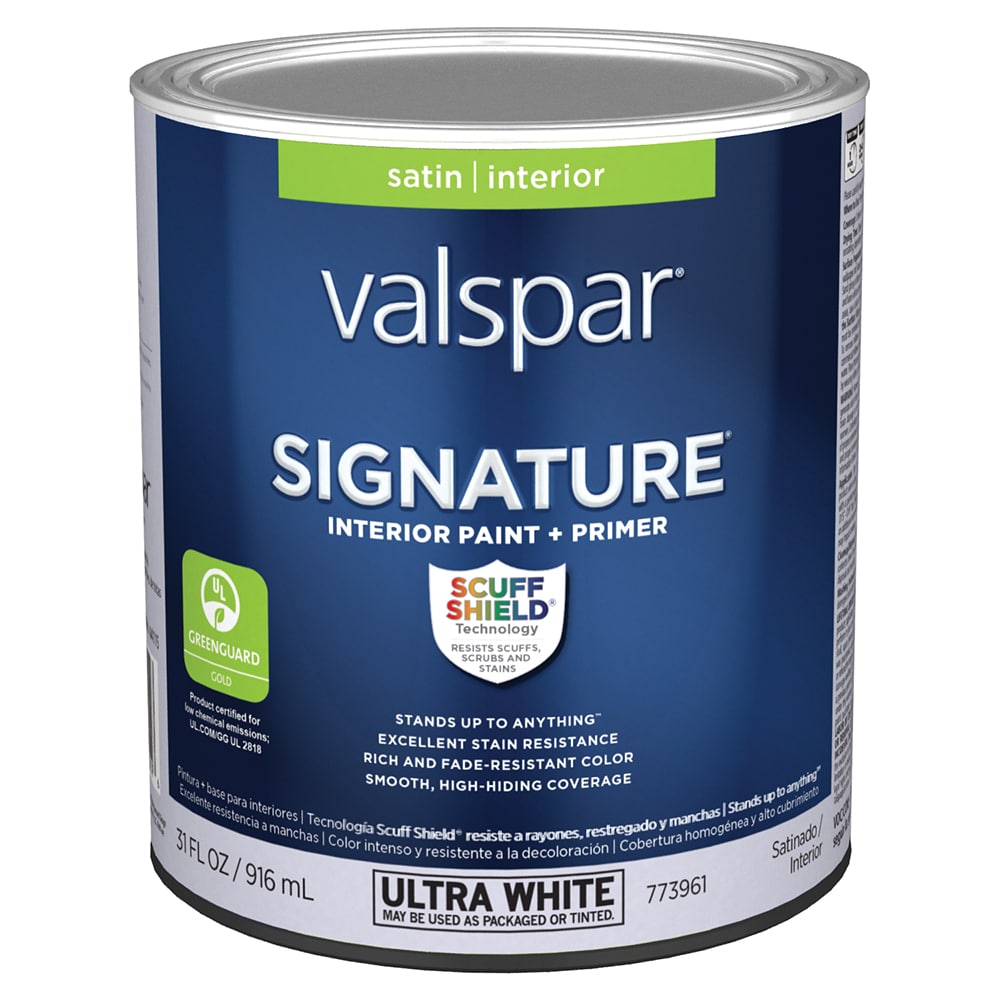 Valspar Signature Satin Ultra White Tintable Interior Paint (1Quart