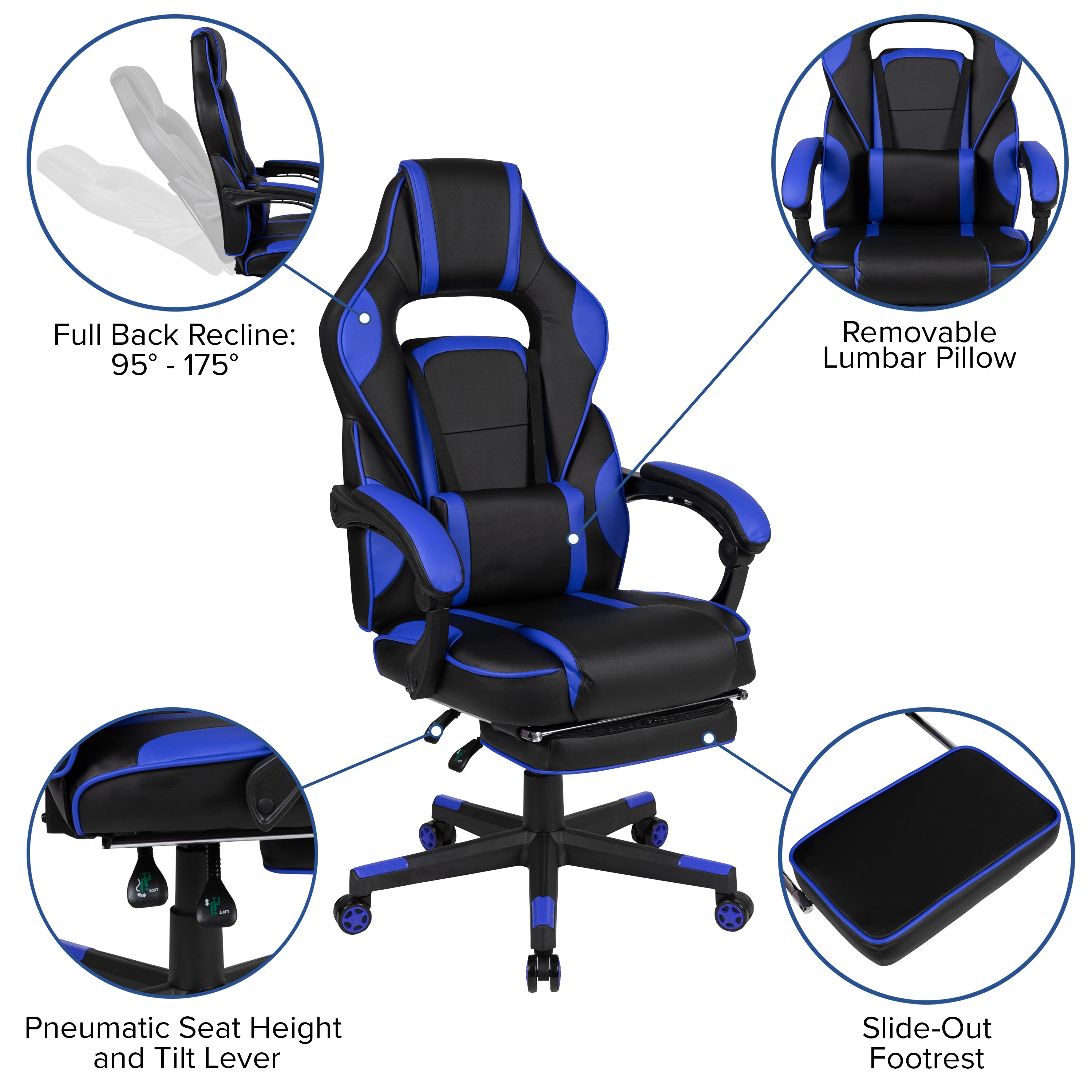 X Rocker Orange, White and Black Traditional Ergonomic Adjustable Height  Swivel Faux Leather Gaming Chair in the Office Chairs department at