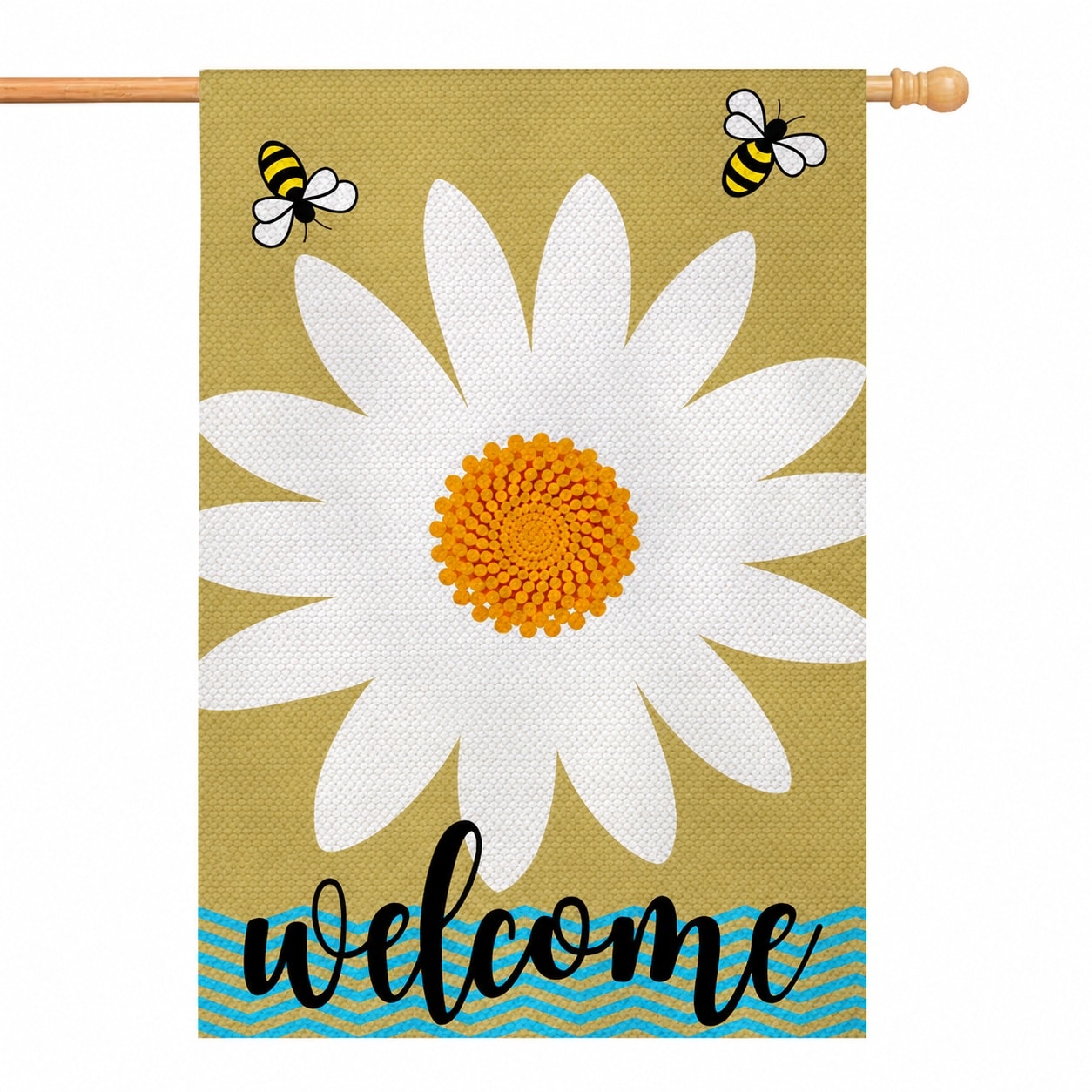 Justincity  Large Vertical Double Sided Bee on Wild White Daisy House Flag 28 x 40 Inch Seasonal Outdoor Garden Yard Farmhouse Decor
