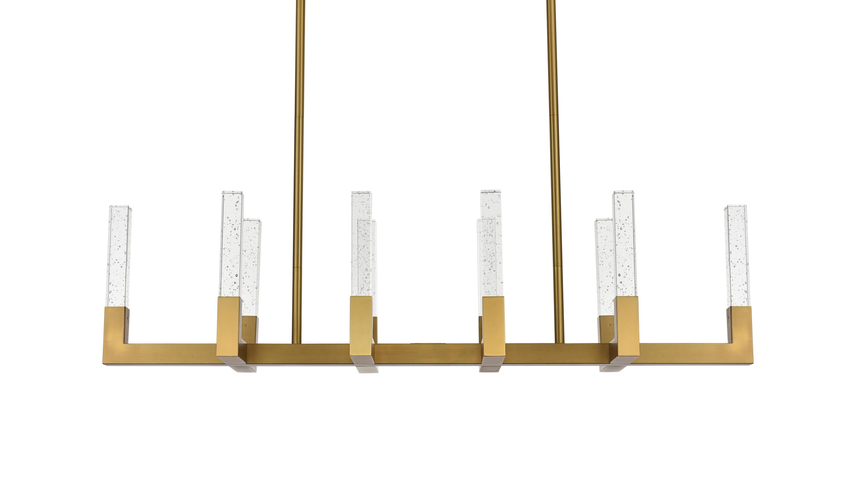 Noemi 51-Inch Satin Gold LED Crystal Island Pendant Light