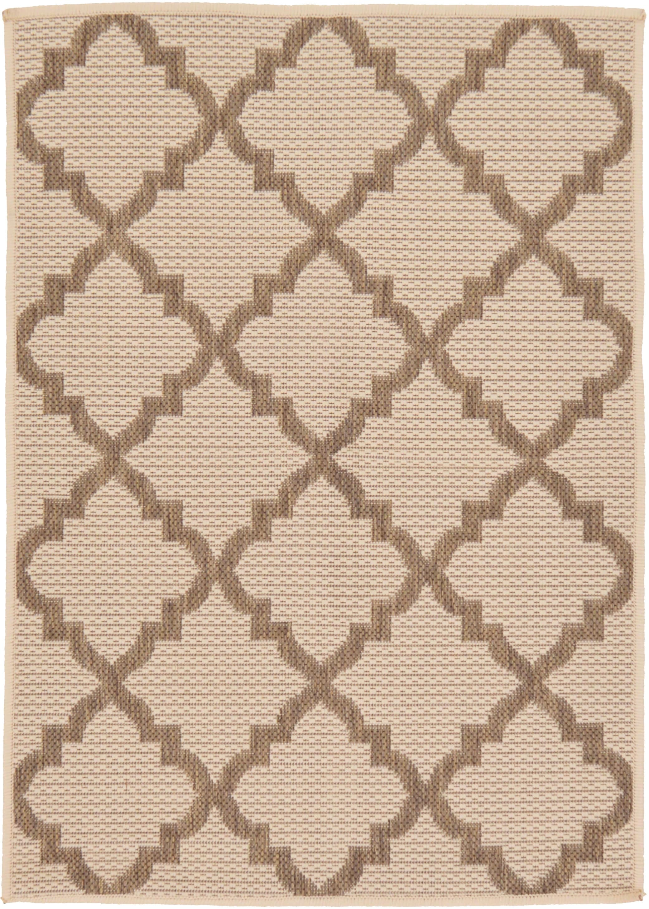 Unique Loom 3126701 Trellis Outdoor 2 x 3 (ft) Loomed Polypropylene Beige/Brown Rectangular Indoor/Outdoor Trellis Industrial Area rug