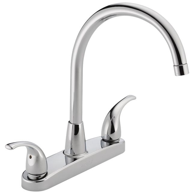 Peerless Chrome 2-Handle Deck-Mount High-Arc Handle Kitchen Faucet (Deck Plate Included) Peerless Chrome 2-Handle Deck-Mount High-Arc Handle Kitchen Faucet (Deck Plate Included)