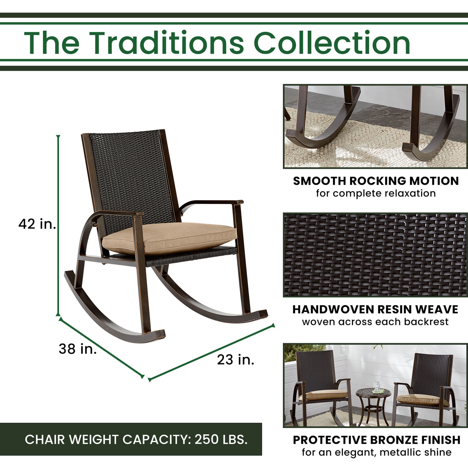 Hanover TRADWB3PCRKR-TAN Patio-Conversation-Sets - View #3