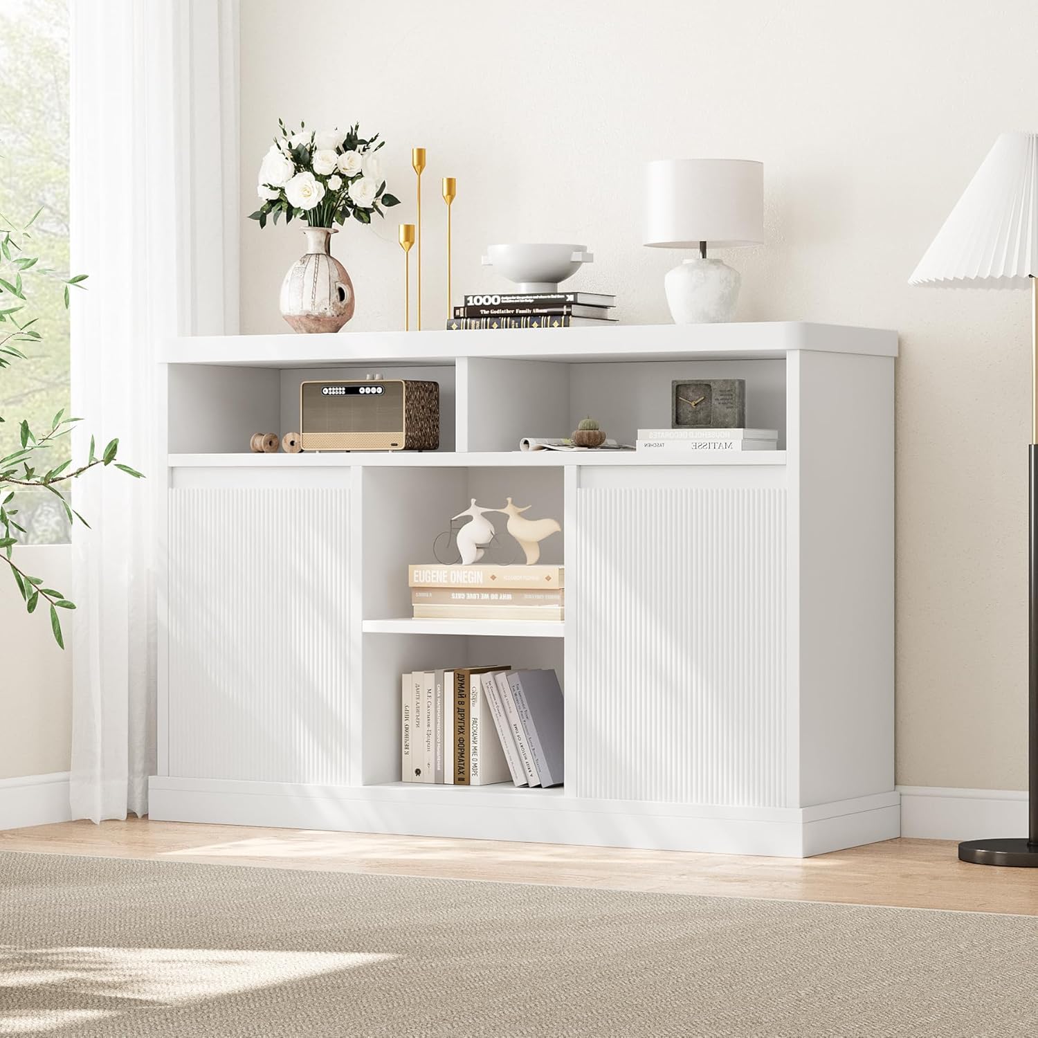 Qeetex Features distinctive fluted vertical ridges adding tactile dimension and elegant play of light and shadow for timeless farmhouse appeal #AWEPHO13LAXKLK