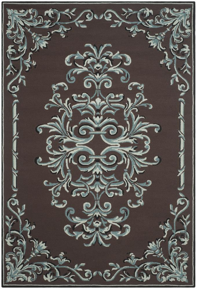 Safavieh EZC735D-6 Easy Care Thames 6 x 9 (ft) Loomed Polypropylene Chocolate/Multi Rectangular Indoor Floral/Botanical Farmhouse/Cottage Area rug