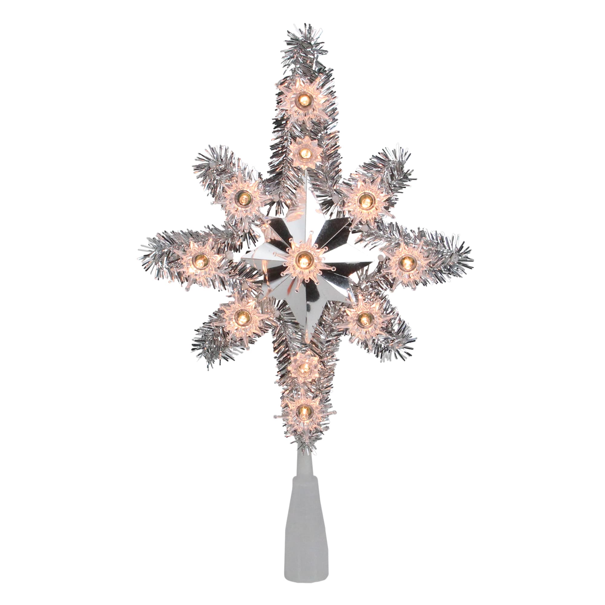 Northlight 33406542 11-in Star Silver White Christmas Tree Topper