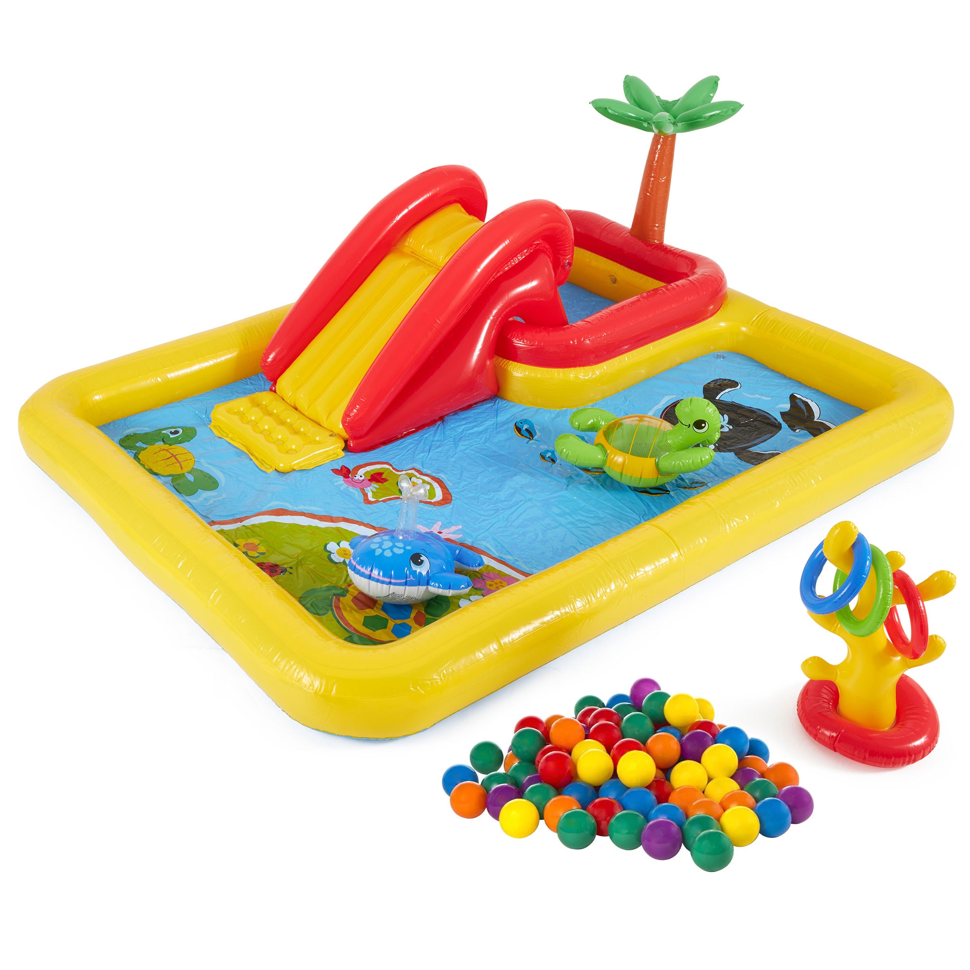 Intex 316222 100-Inches L x 77-Inches W Yellow, Blue, Red Square Kiddie Pool