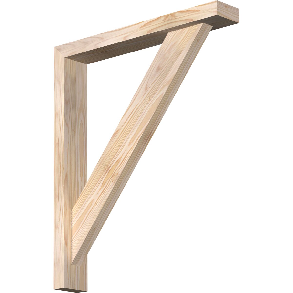 Ekena Millwork 1465021 Traditional block smooth bracket with offset brace 3-1/2-in x 22-in x 26-in Douglas fir Brown Wood Standard bracket