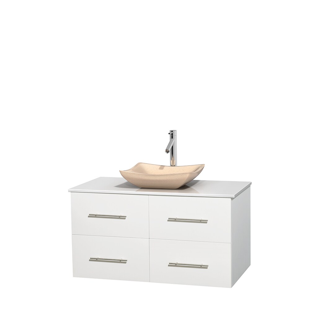 Wyndham Collection Centra 42-in White Single Sink Bathroom Vanity with ...