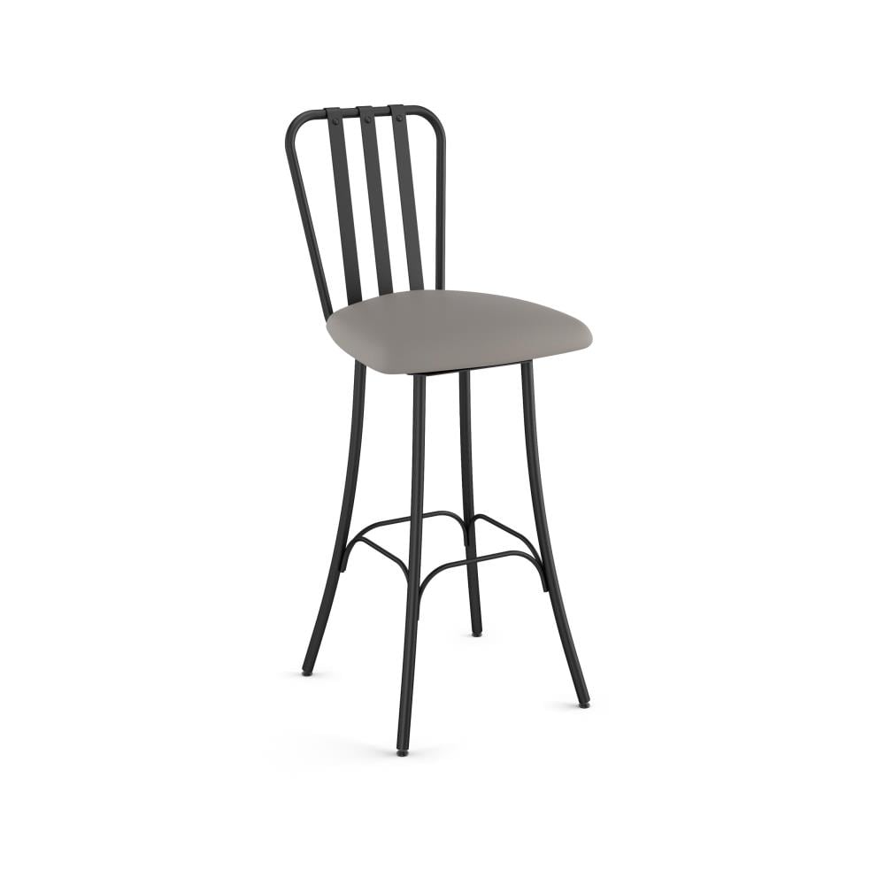 Amisco 41667-26WE/1B25DDF4 Club Set of Taupe Grey Faux Leather / Black Metal 26.63-Inches H Counter height Square seat Upholstered Swivel Metal Bar Stool Back