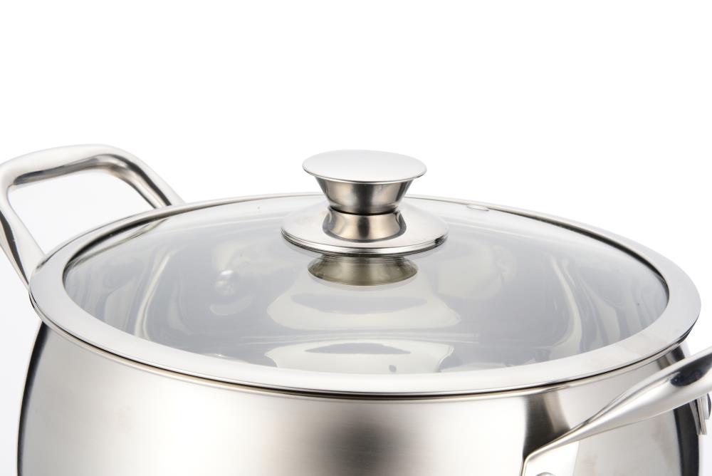 Hamilton Beach 7-Quart Stainless Steel Dutch Oven with Glass Lid at