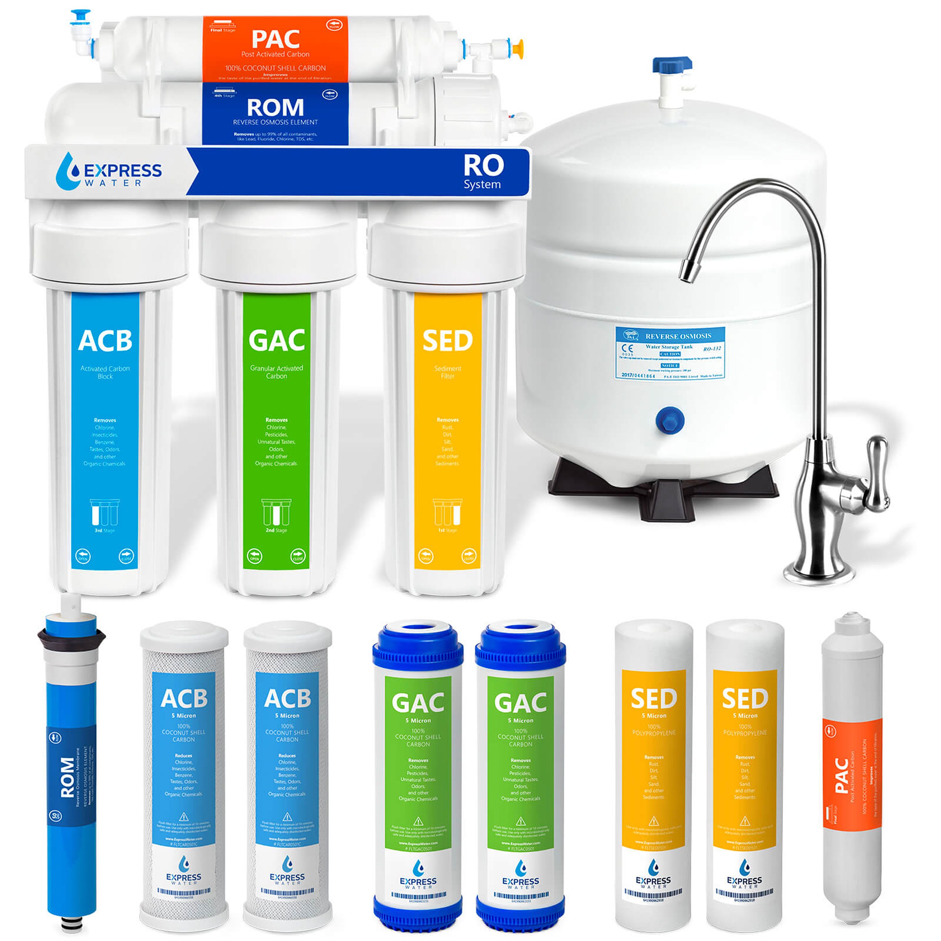 Express Water RO5DX RO5DX 5-stage Multi-method Reverse Osmosis Filtration System