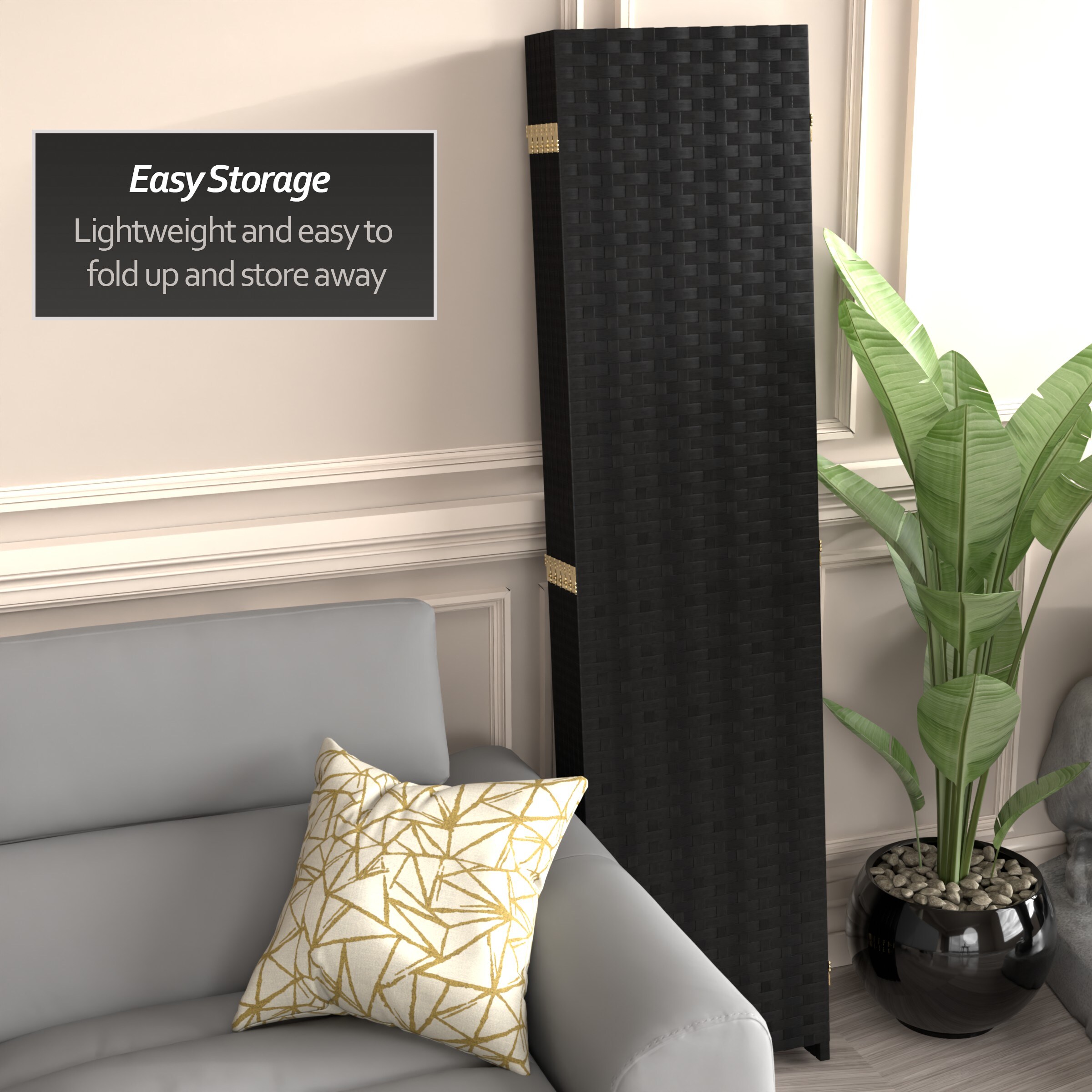 Oriental Furniture SSFIBER-6P-BLK Indoor-Privacy-Screens - View #5
