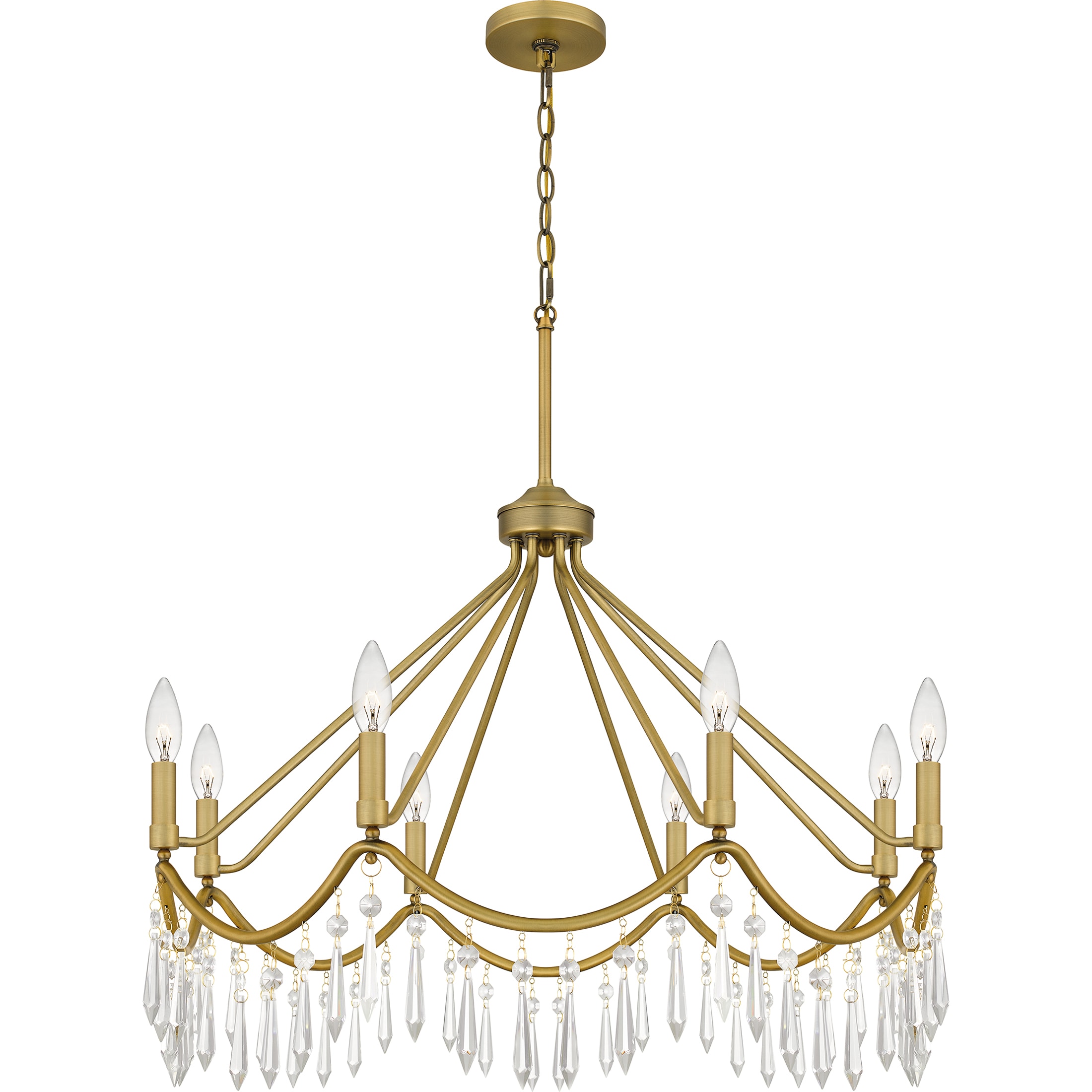 Quoizel AID5030AB Airedale 8 -Light Brass Traditional For Use in Bathrooms, Bedrooms, Dining Rooms, Foyers, Kitchens, Living Rooms Chandelier