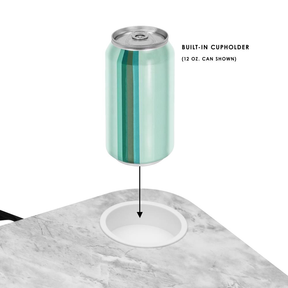 White Marble and Black Cup Holder Lap Desk with PVC Top