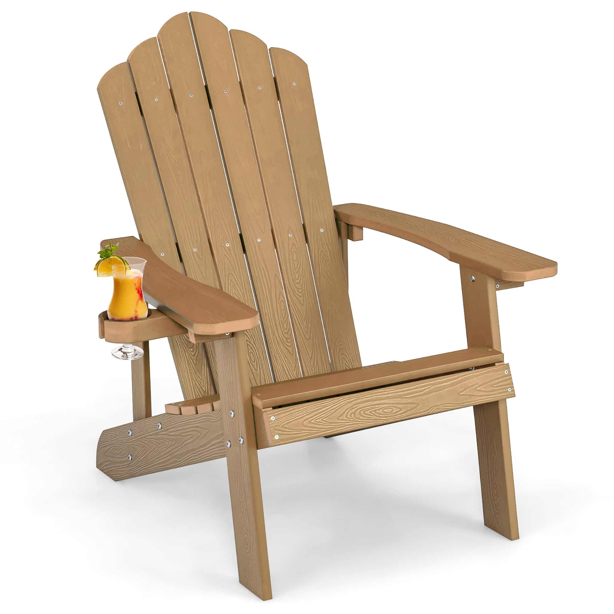 Costway NP10983CF Brown Steel Frame Stationary Balcony Chair with Solid Seat