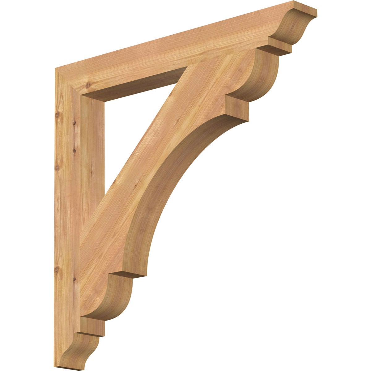 Ekena Millwork BKT04X30X30OLY01SWR Olympic traditional smooth 3-1/2-in x 30-in x 30-in Western red cedar Brown Wood Standard bracket