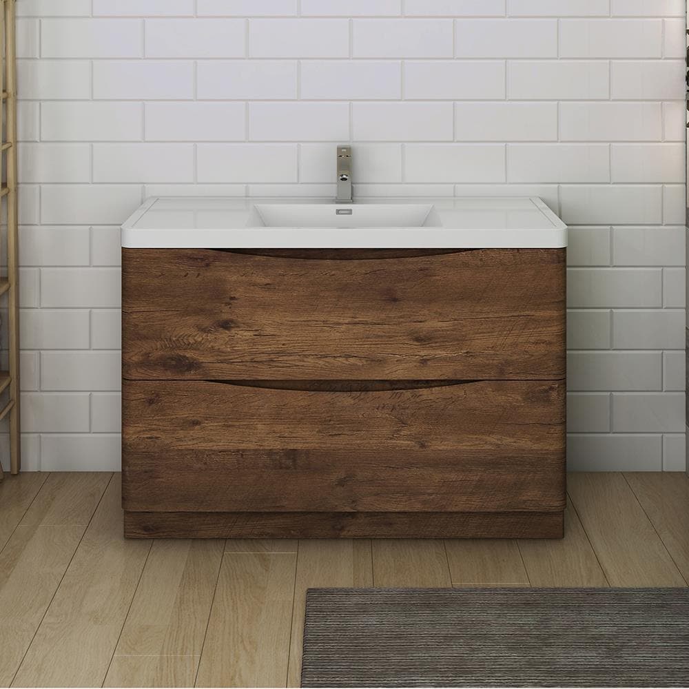 Fresca FCB9148RW-I Tuscany 48-in Rosewood Single sink Bathroom Vanity with White Acrylic Top