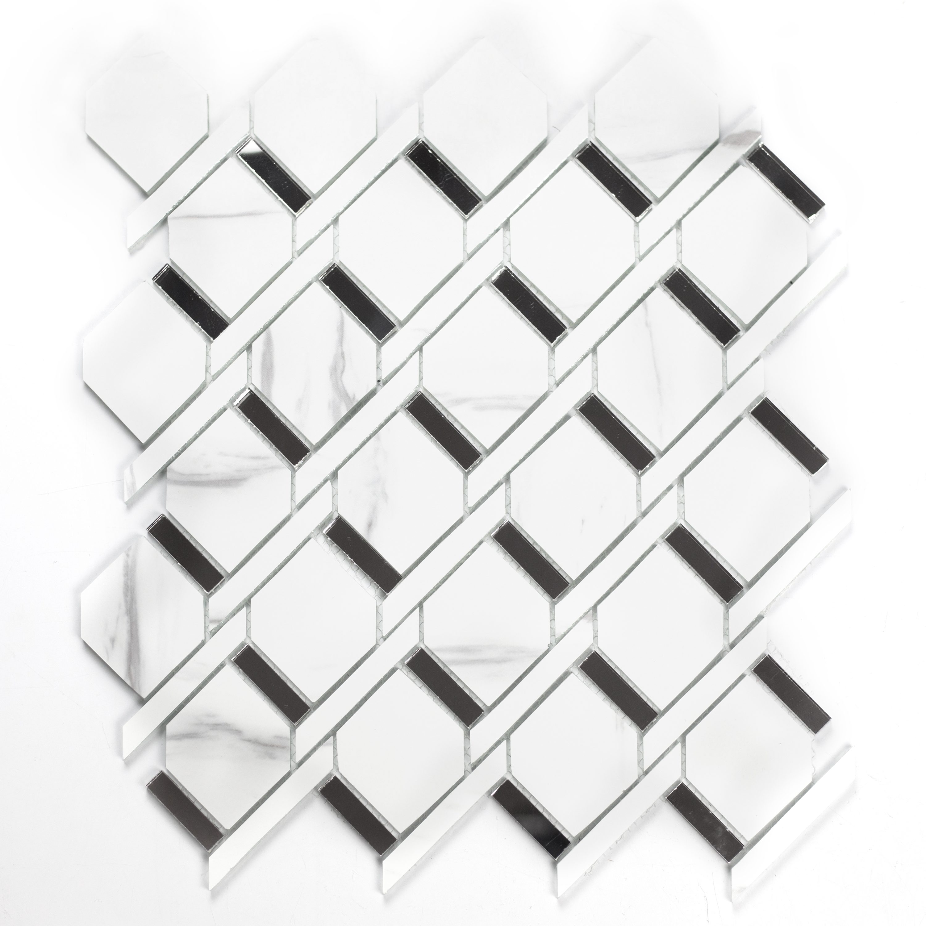 Abolos Musico Carrara White/Glossy 12-in x 12-in Glossy Glass Patterned ...